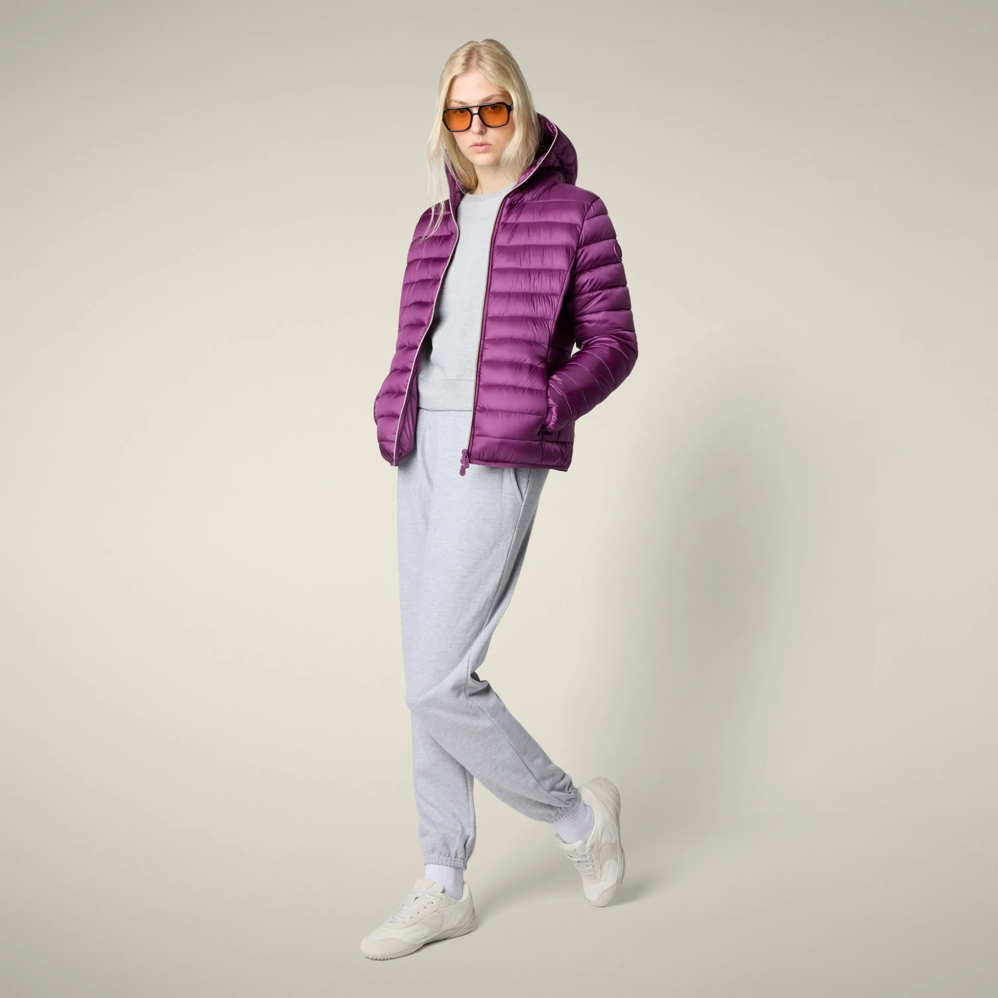 Women's Animal free puffer Jacket Alexis in Cyclamen Violet sold by Save The Duck