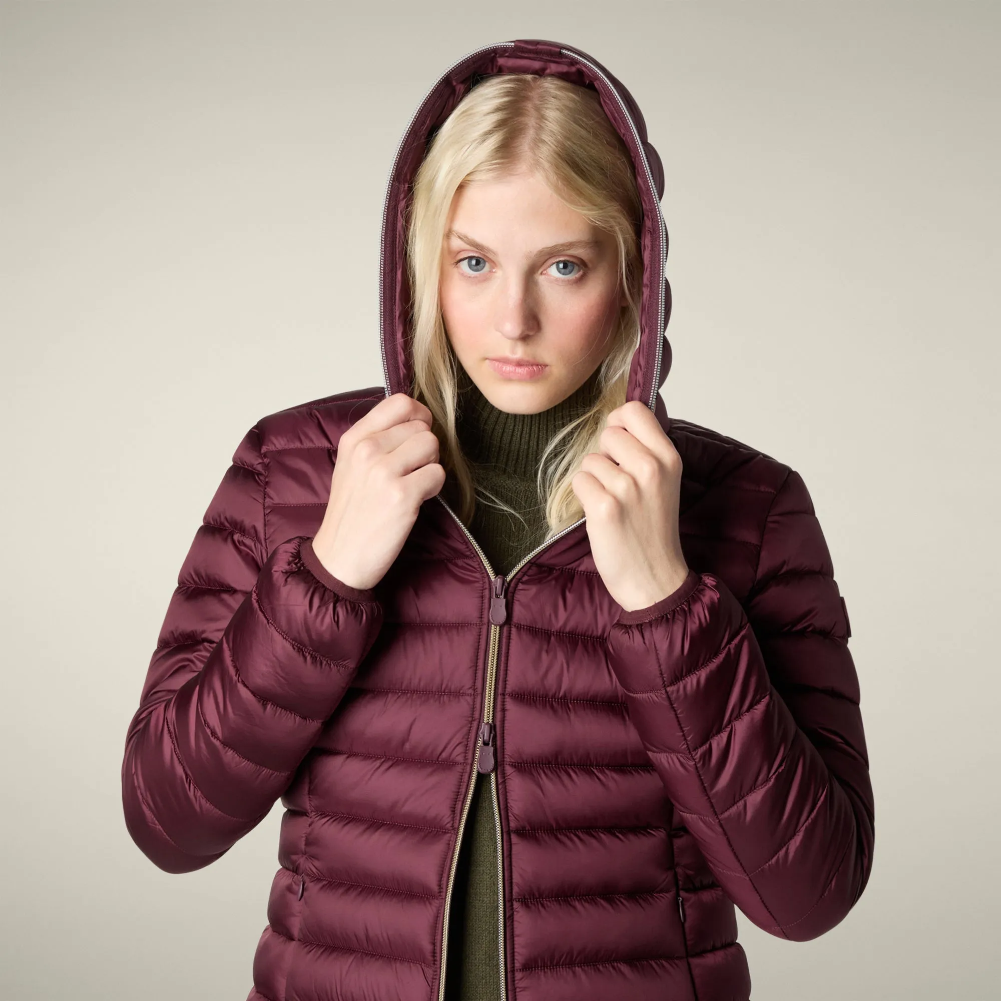 Women's animal free puffer jacket alexis in wine red sold by Save The Duck product image thumbnail 4