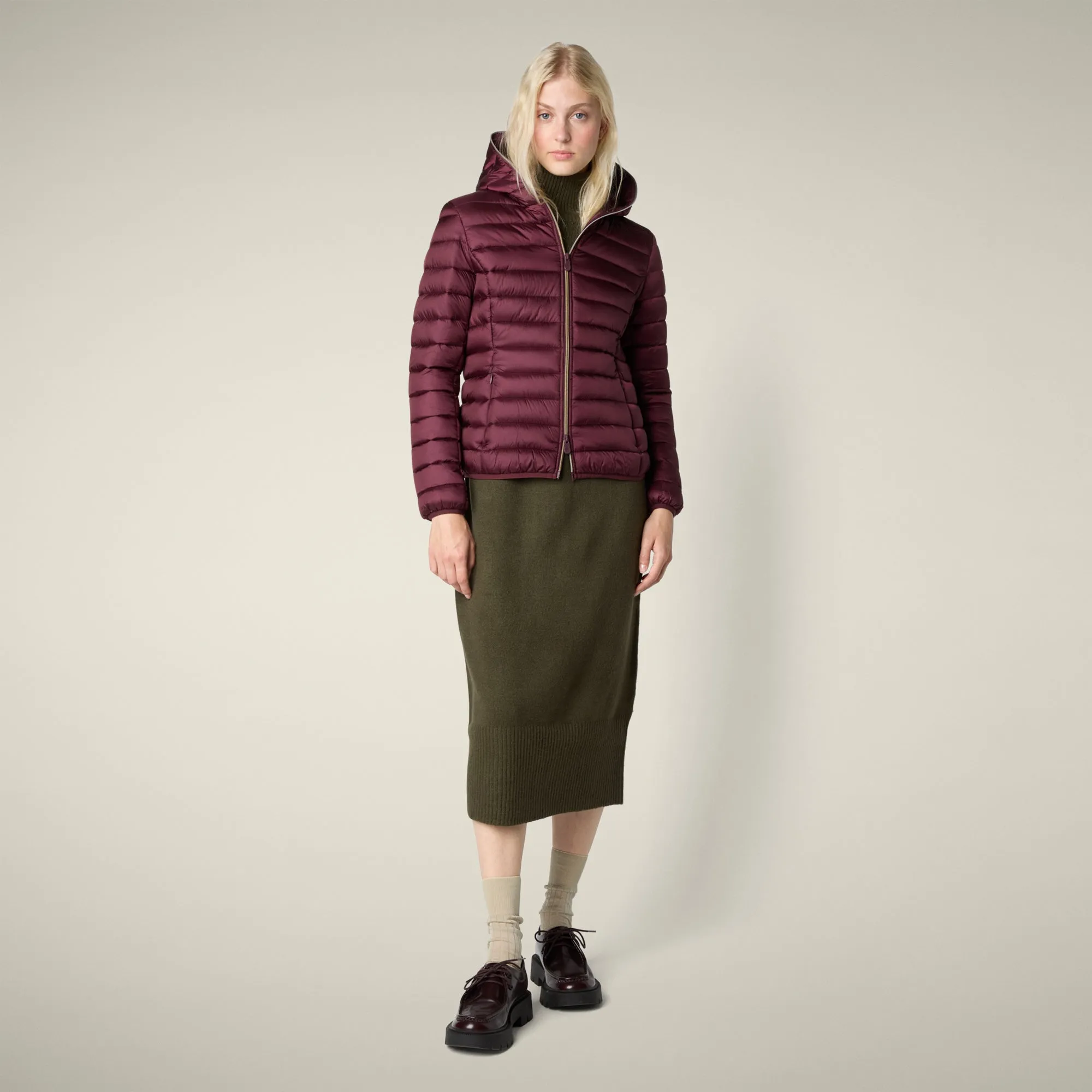 Women's animal free puffer jacket alexis in wine red sold by Save The Duck product image thumbnail 2