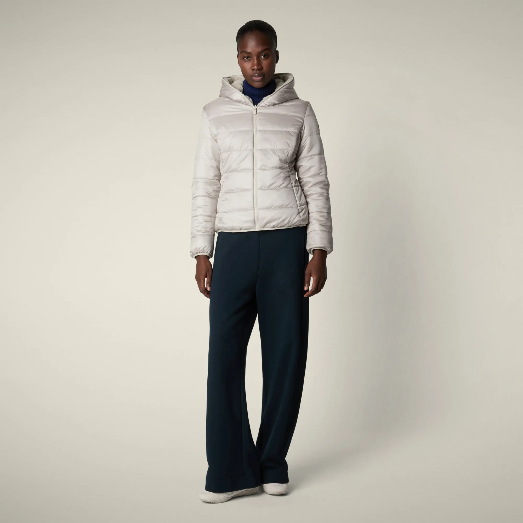 Women's Reversible Faux Fur Jacket Este in Rainy Beige sold by Save The Duck product image thumbnail 4