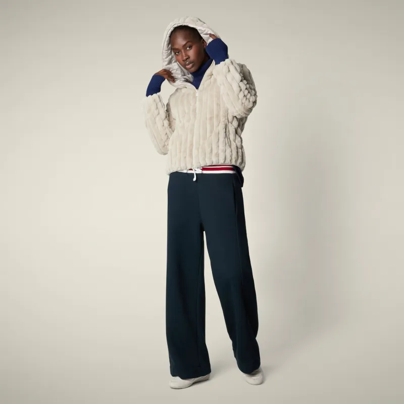 Women's Reversible Faux Fur Jacket Este in Rainy Beige made by Save The Duck