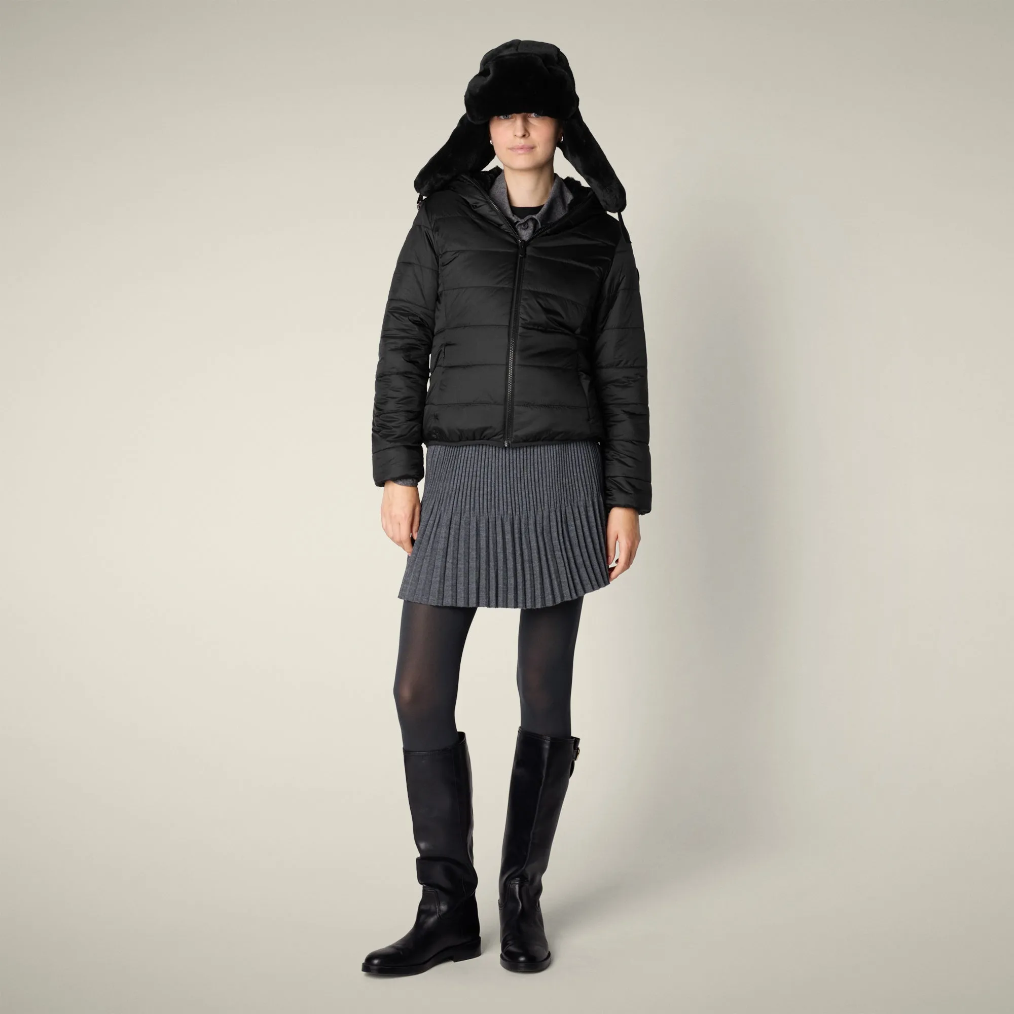 Women's Reversible Faux Fur Jacket este in black sold by Save The Duck product image thumbnail 2