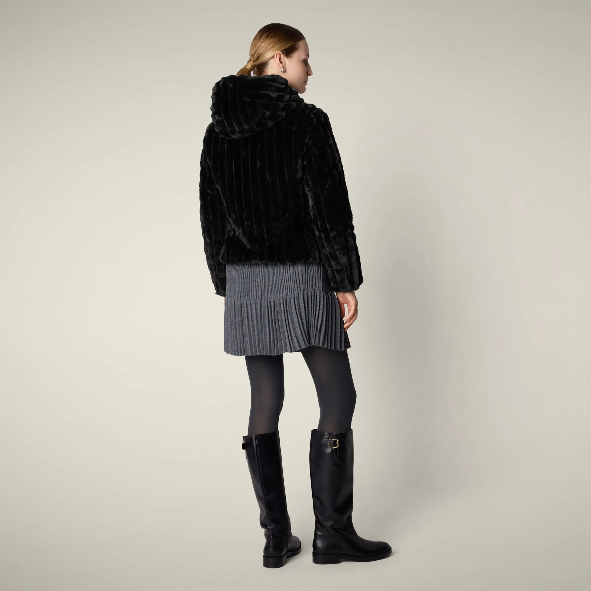 Women's Reversible Faux Fur Jacket este in black sold by Save The Duck product image thumbnail 5