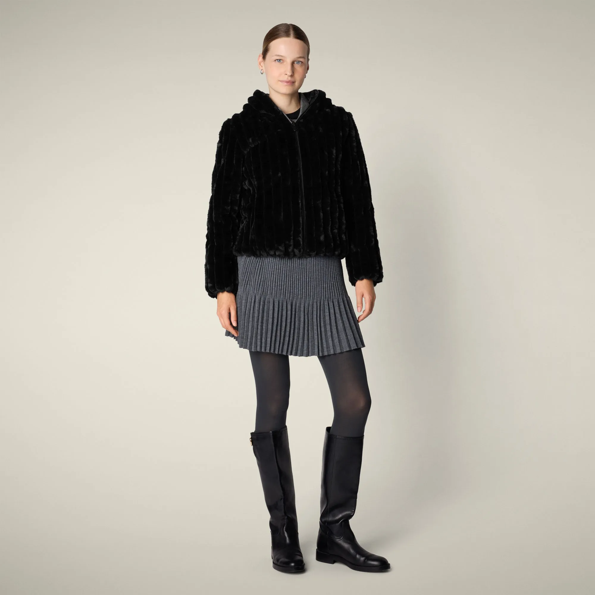 Women's Reversible Faux Fur Jacket este in black sold by Save The Duck product image thumbnail 3