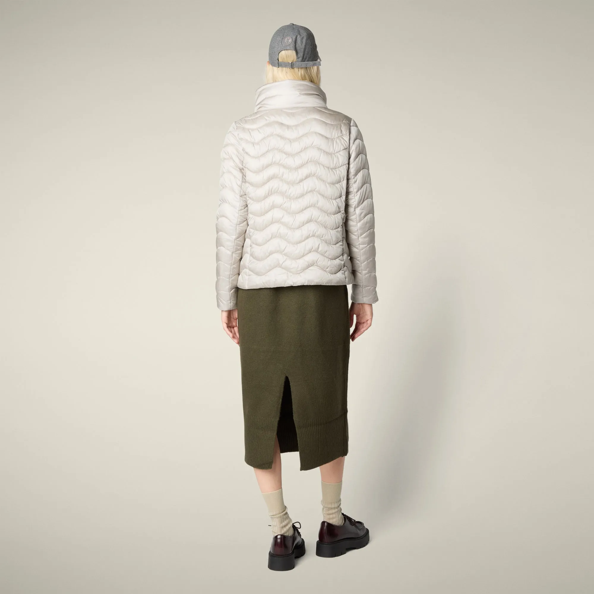 Women's Animal free puffer Jacket Peridot in Rainy Beige sold by Save The Duck product image thumbnail 3