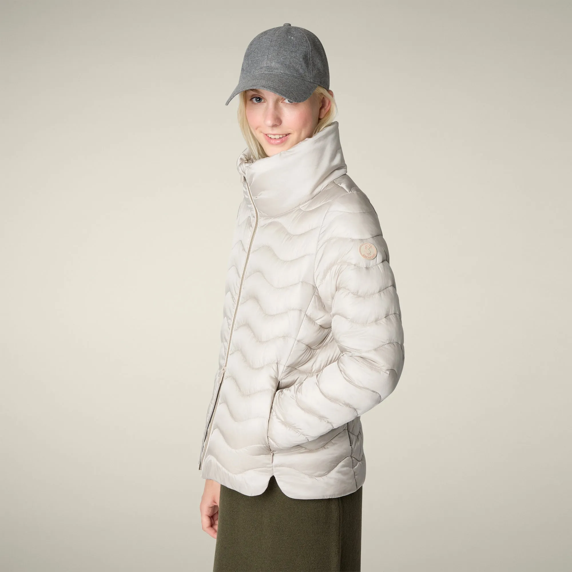 Women's Animal free puffer Jacket Peridot in Rainy Beige sold by Save The Duck product image thumbnail 4