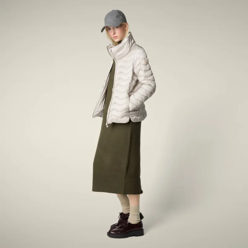 Women's Animal free puffer Jacket Peridot in Rainy Beige sold by Save The Duck