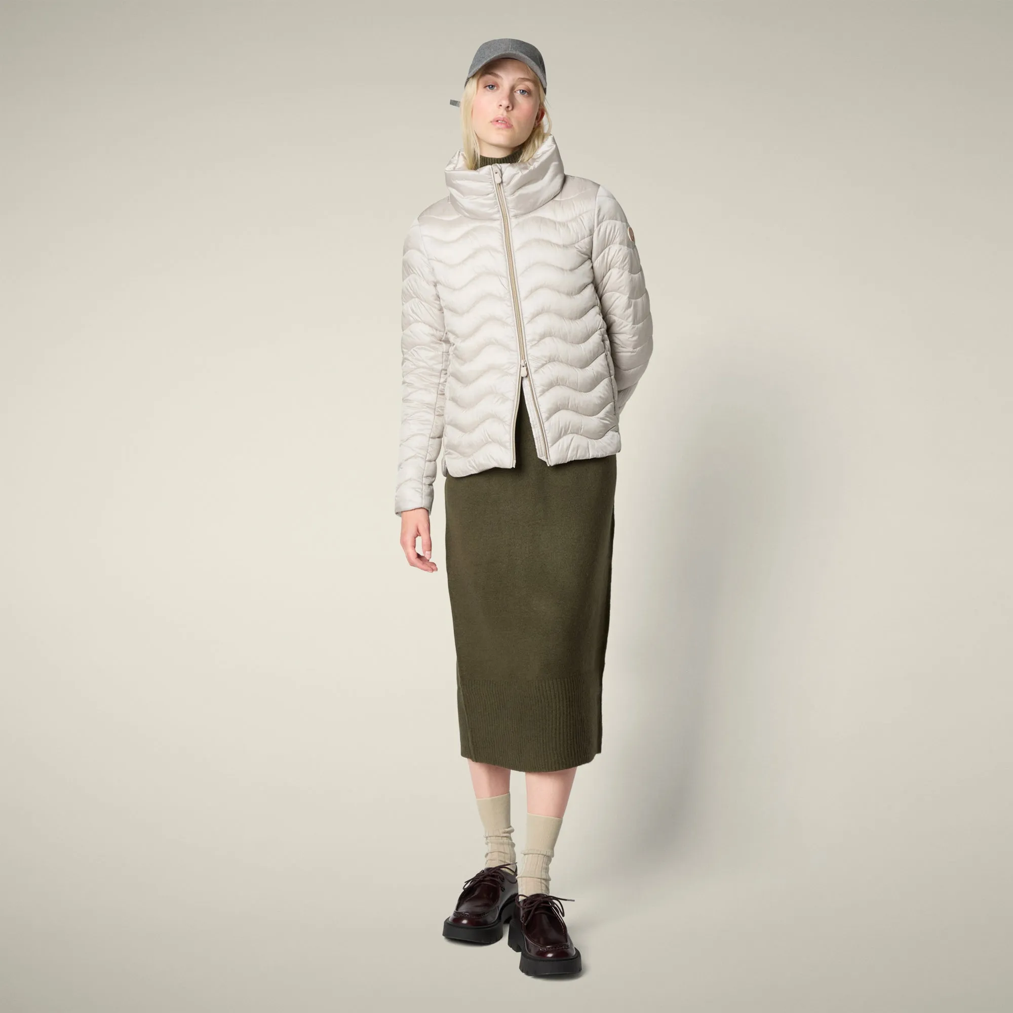 Women's Animal free puffer Jacket Peridot in Rainy Beige sold by Save The Duck product image thumbnail 2