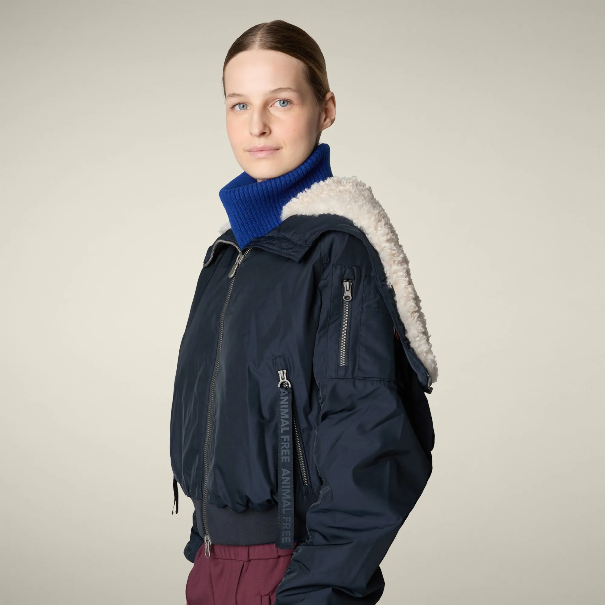 Women's bomber jacket Gaga in blue black sold by Save The Duck product image thumbnail 4