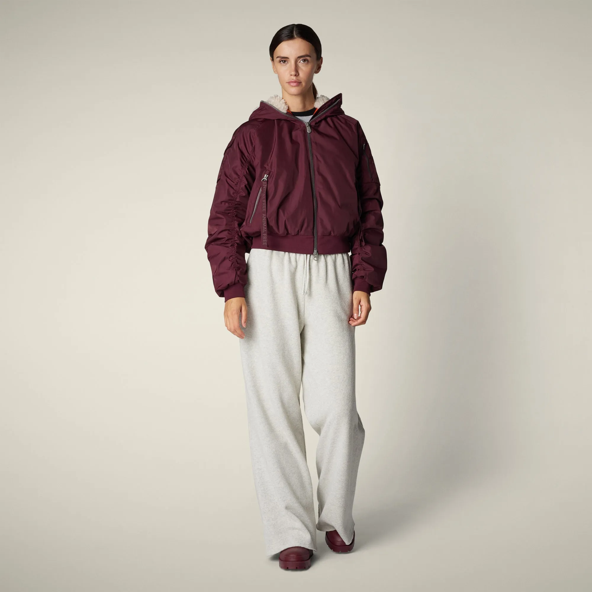 Women's bomber jacket Gaga in wine red sold by Save The Duck product image thumbnail 2