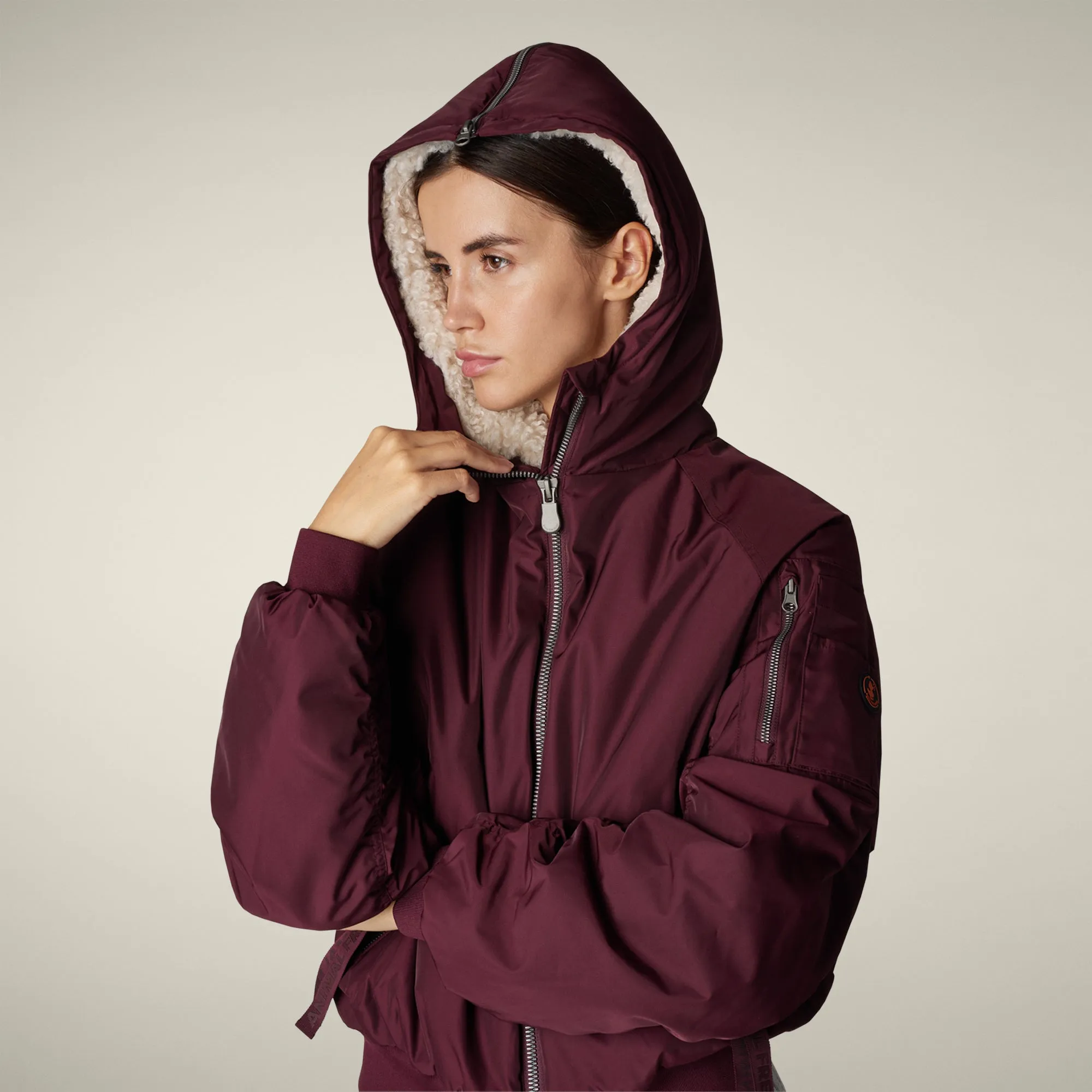 Women's bomber jacket Gaga in wine red sold by Save The Duck product image thumbnail 4