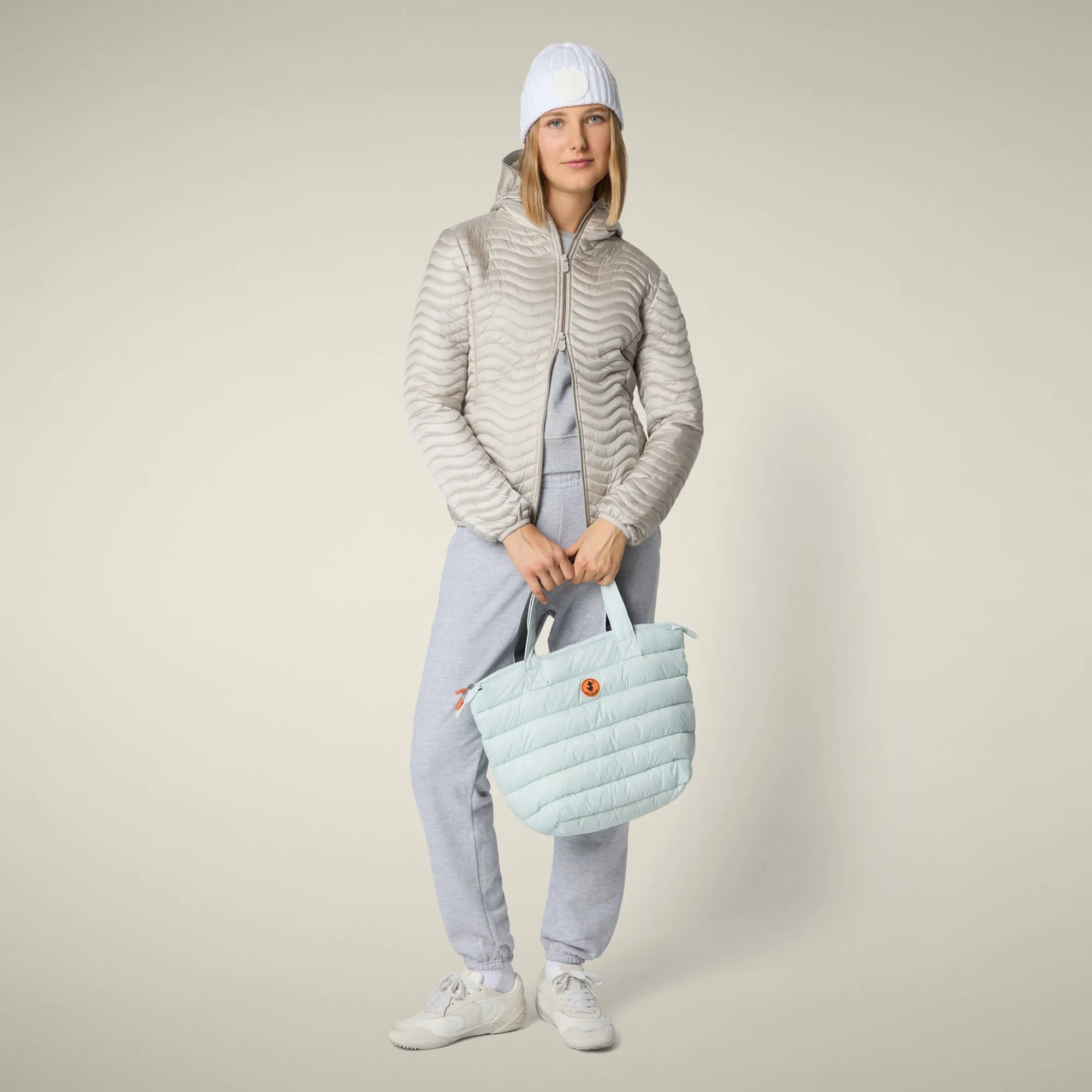 Women's Animal free puffer jacket Melody in beige sold by Save The Duck