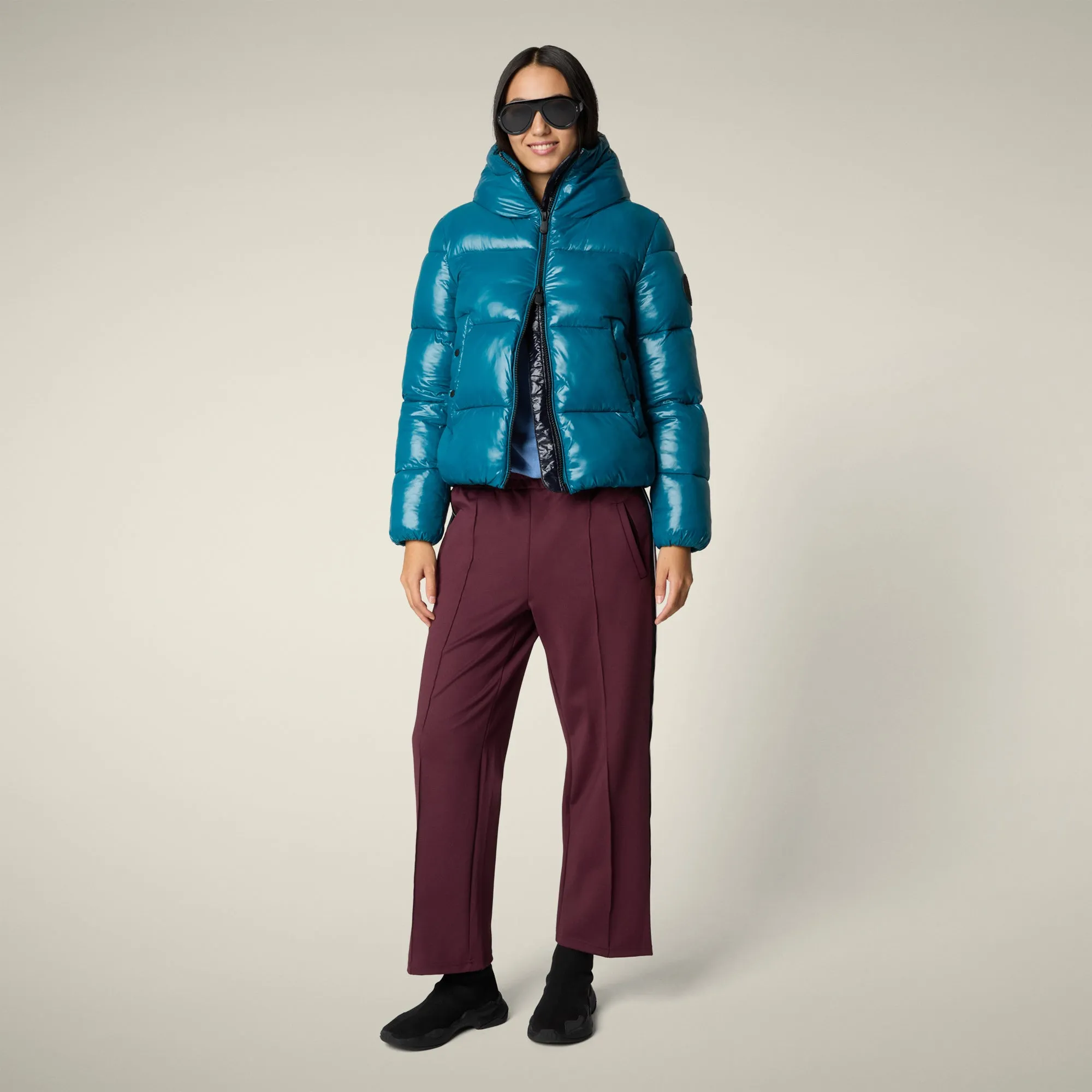 Women's Animal free puffer Jacket Biddy in Horizon Blue sold by Save The Duck