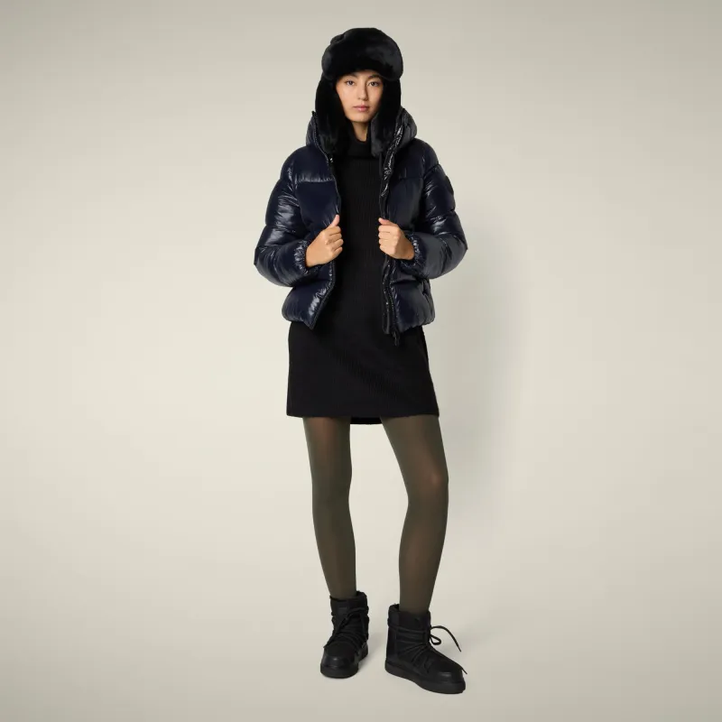 Women's Animal free puffer Jacket Biddy in Blue Black sold by Save The Duck