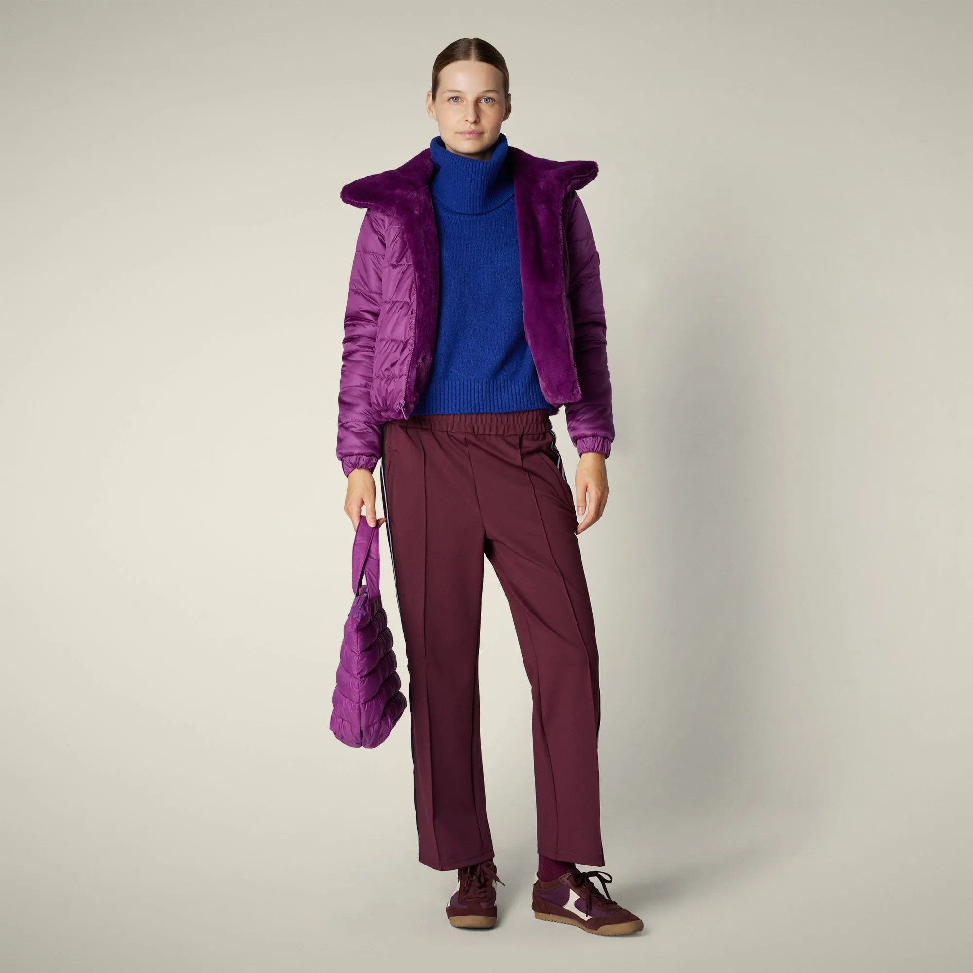 Women's Reversible Faux Fur Jacket Jeon in cyclamen violet sold by Save The Duck product image thumbnail 2