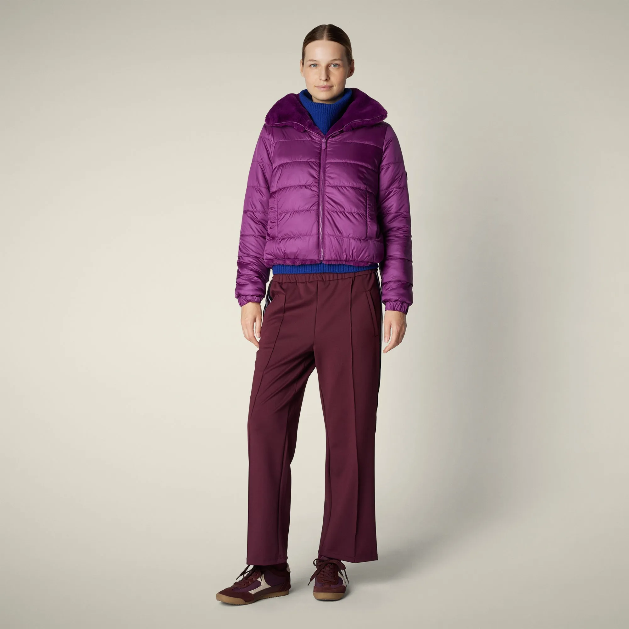 Women's Reversible Faux Fur Jacket Jeon in cyclamen violet sold by Save The Duck product image thumbnail 4