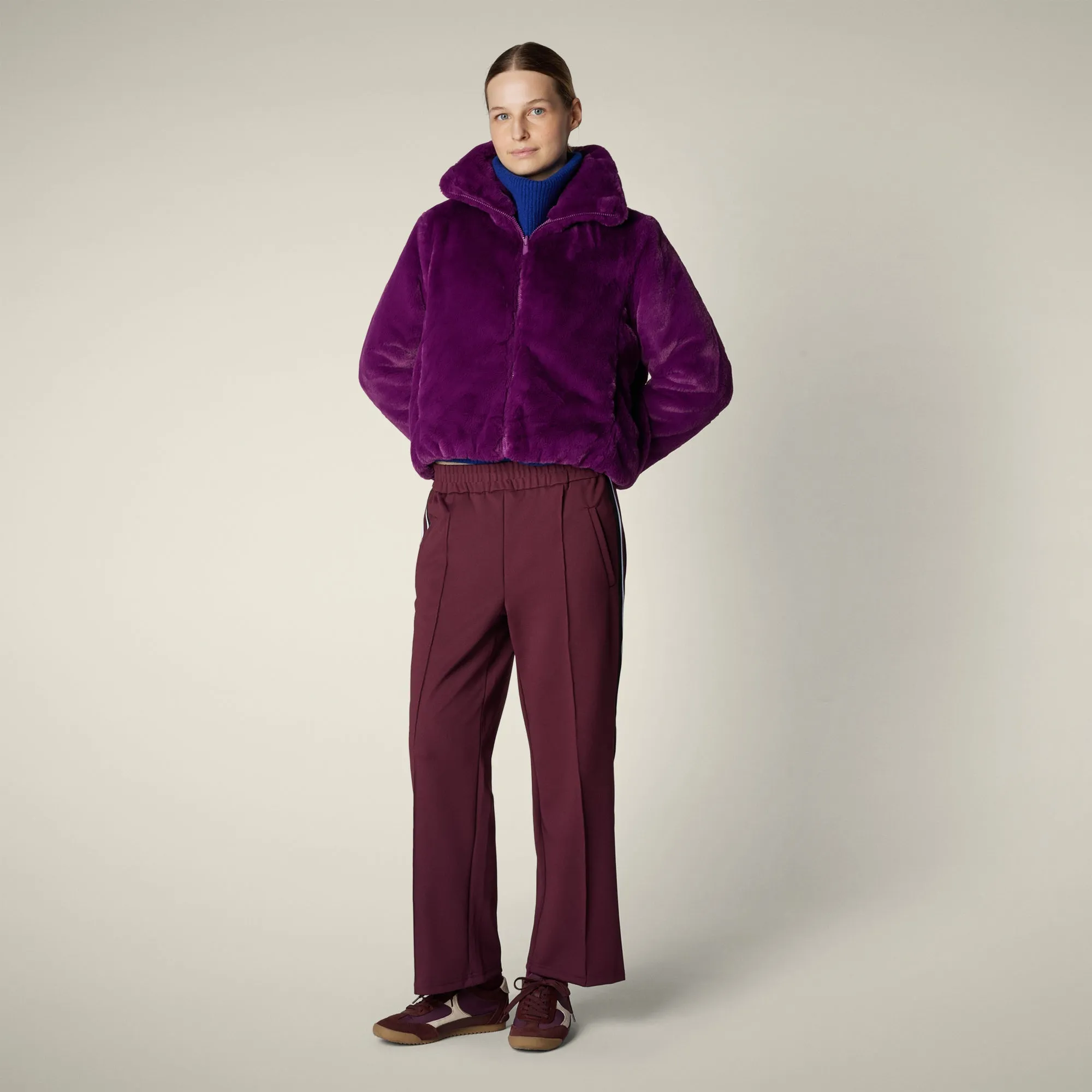 Women's Reversible Faux Fur Jacket Jeon in cyclamen violet sold by Save The Duck product image thumbnail 3