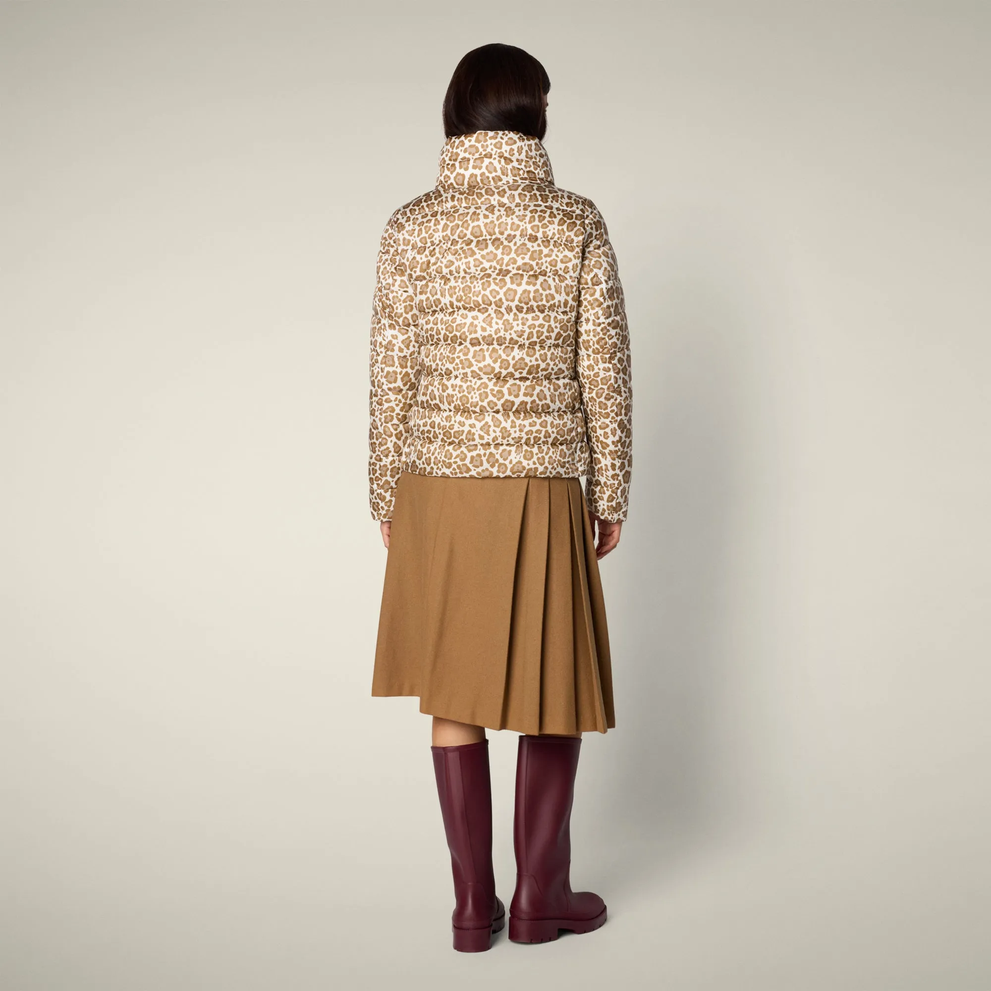 Women's Animal free puffer Jacket Flower With Brown Leopard Print sold by Save The Duck product image thumbnail 3