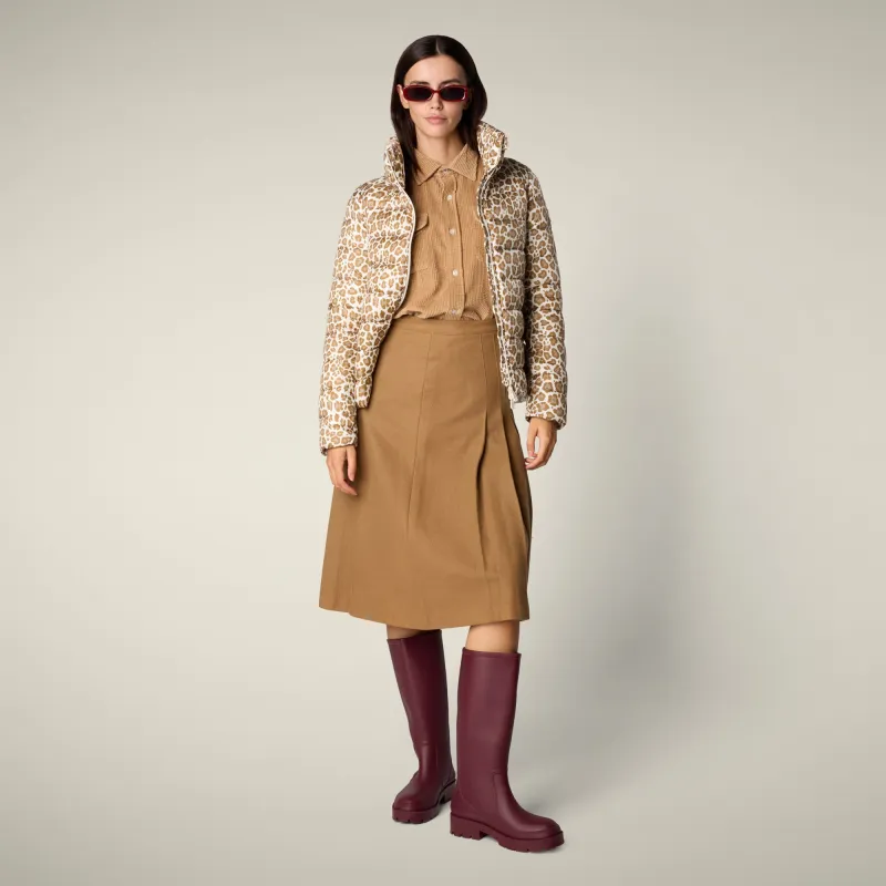 Women's Animal free puffer Jacket Flower With Brown Leopard Print sold by Save The Duck