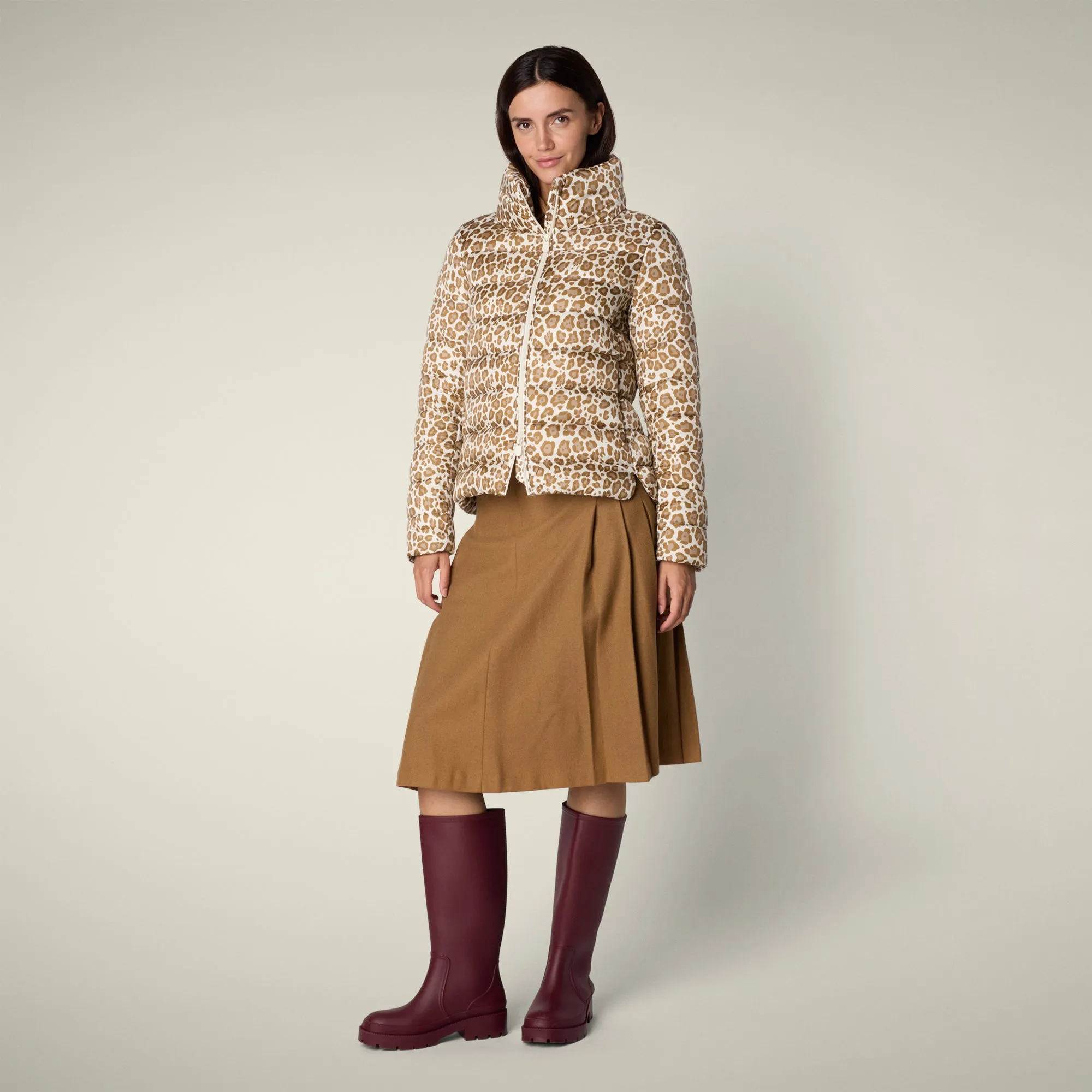 Women's Animal free puffer Jacket Flower With Brown Leopard Print sold by Save The Duck product image thumbnail 2