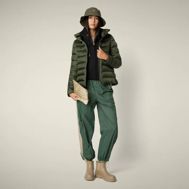 Women's Animal free puffer Jacket Elsie in Pine Green made by Save The Duck