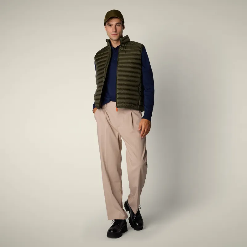 Men's Puffer Vest Danny in Dusty Olive sold by Save The Duck