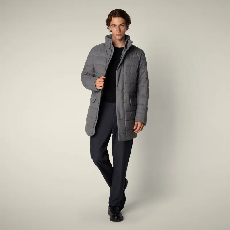 Men's animal free puffer gordon in mid grey melange sold by Save The Duck