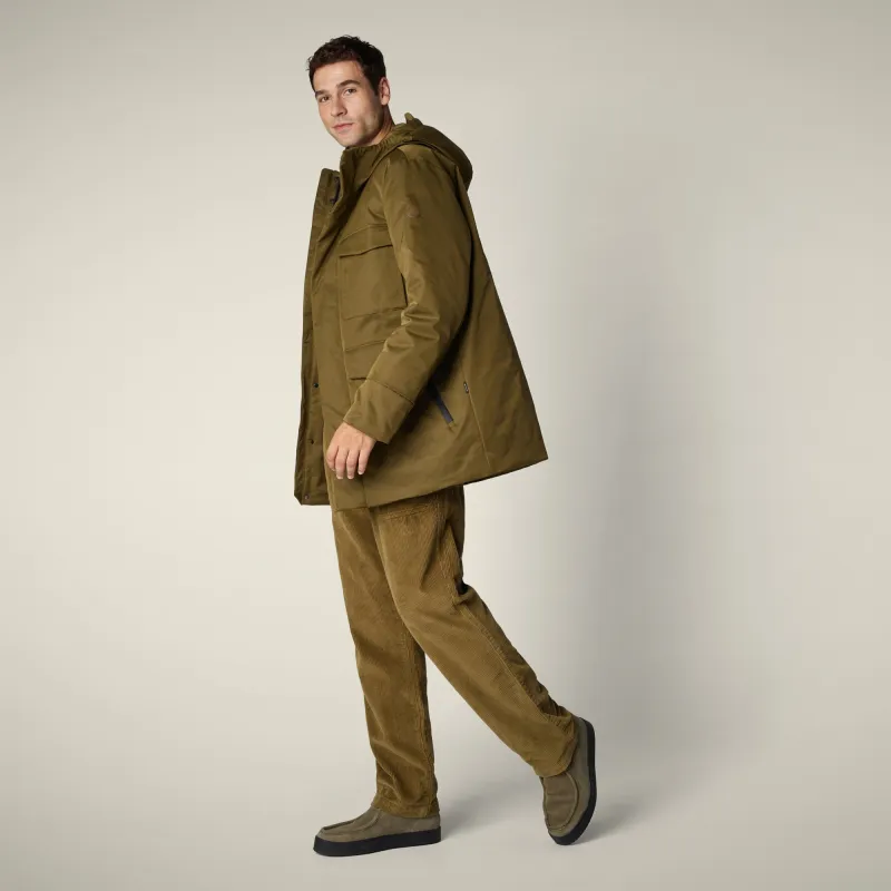 Men's Parka Nicolas in Bark Green sold by Save The Duck