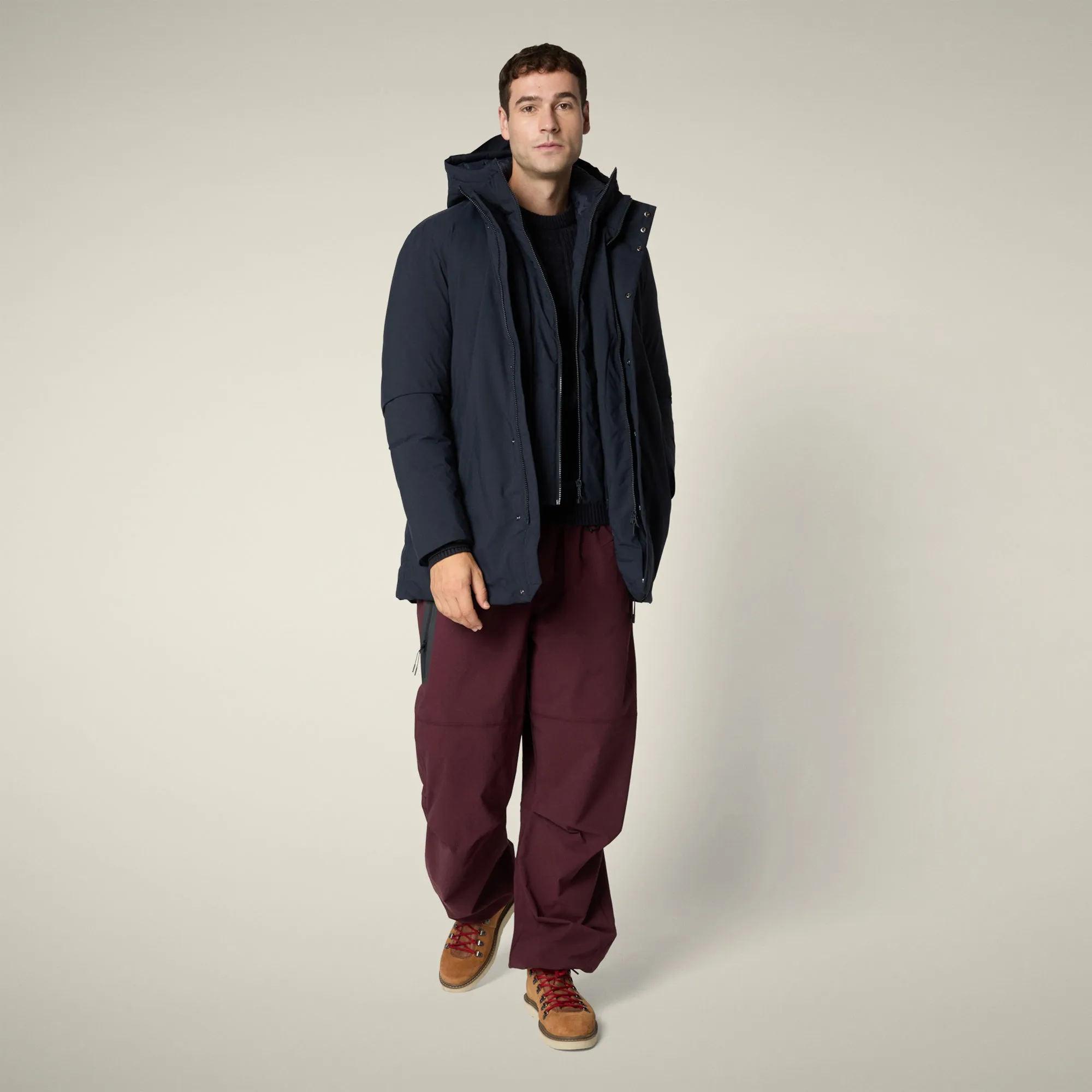 Men's Coat Sesle in Blue Black sold by Save The Duck