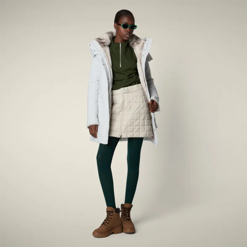 Women's parka samantah  in fog grey sold by Save The Duck