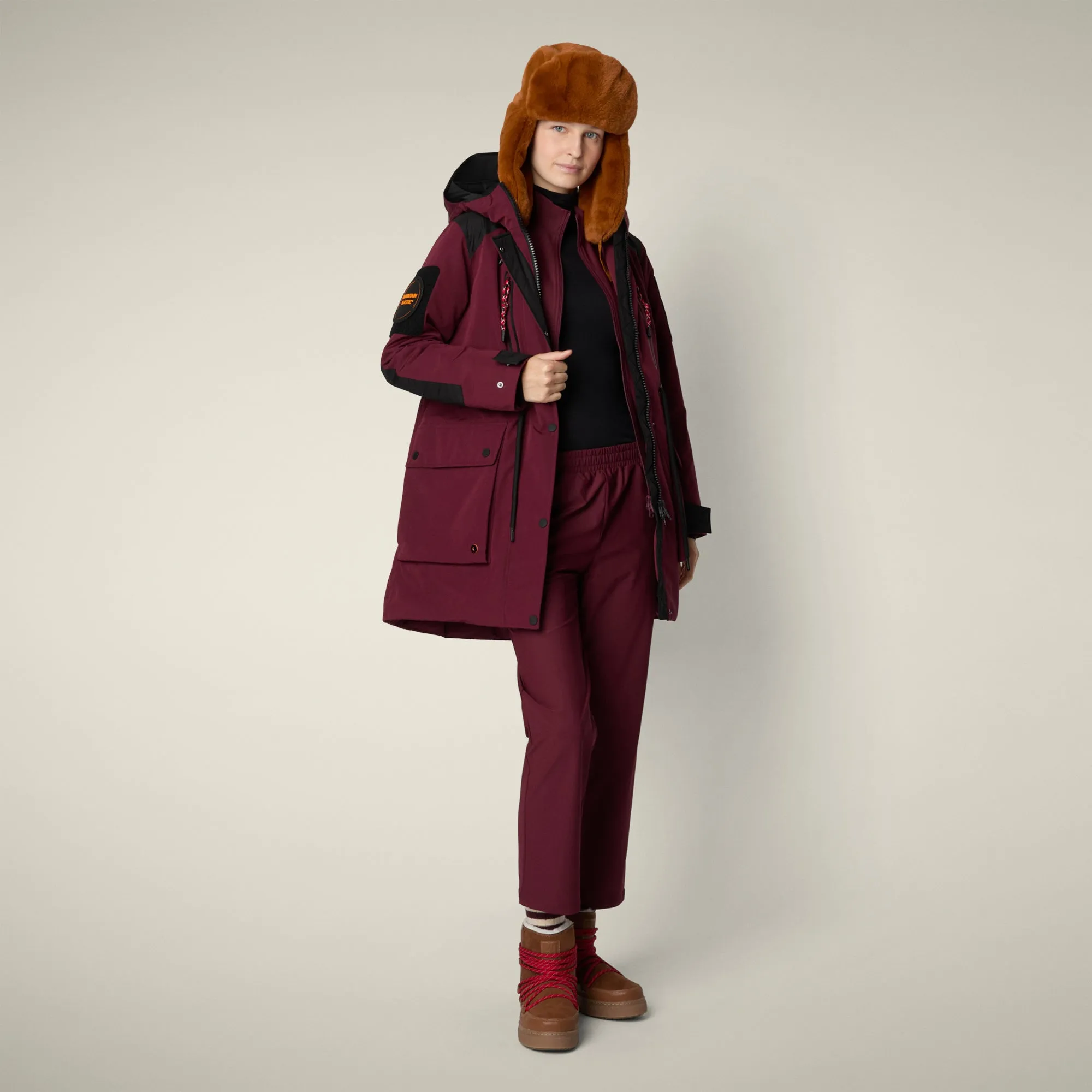 Women's Winter Parka Kamet in Wine Red sold by Save The Duck