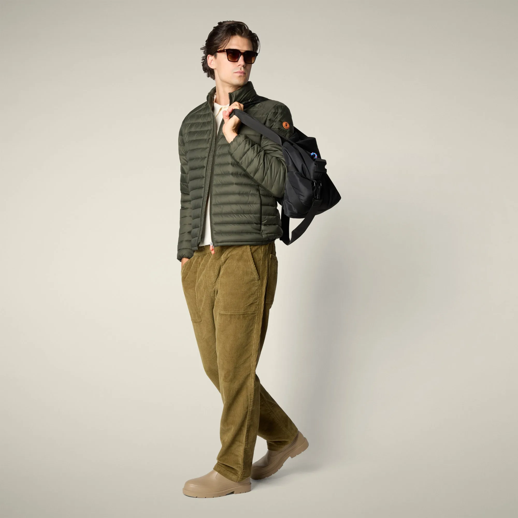 Men's Animal free puffer Jacket Alexander in Land Green sold by Save The Duck