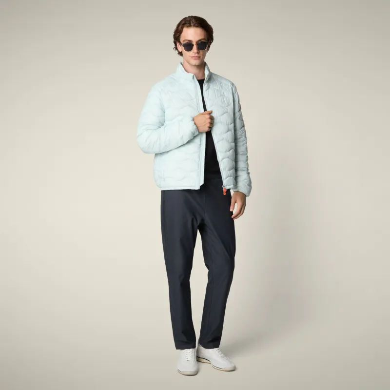 Men's Animal free puffer Jacket Whirl in glacier blue made by Save The Duck