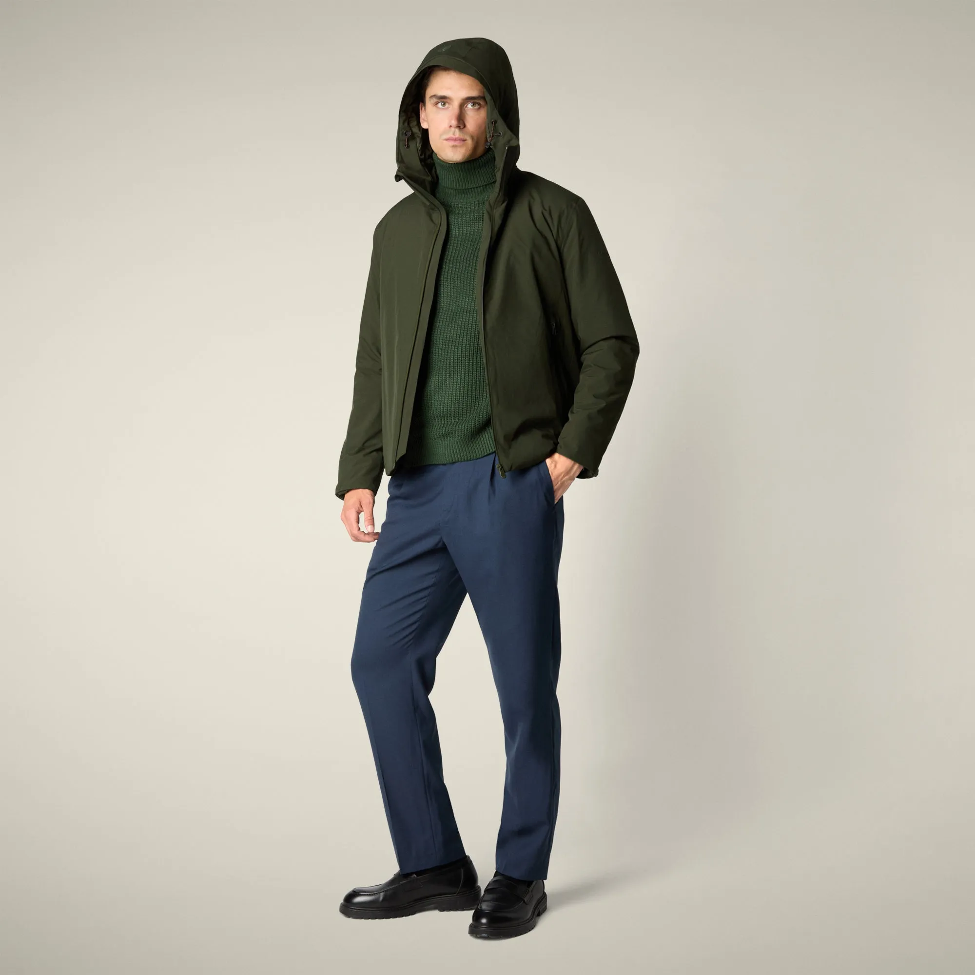 Men's Rain Jacket Flynn in Land Green sold by Save The Duck