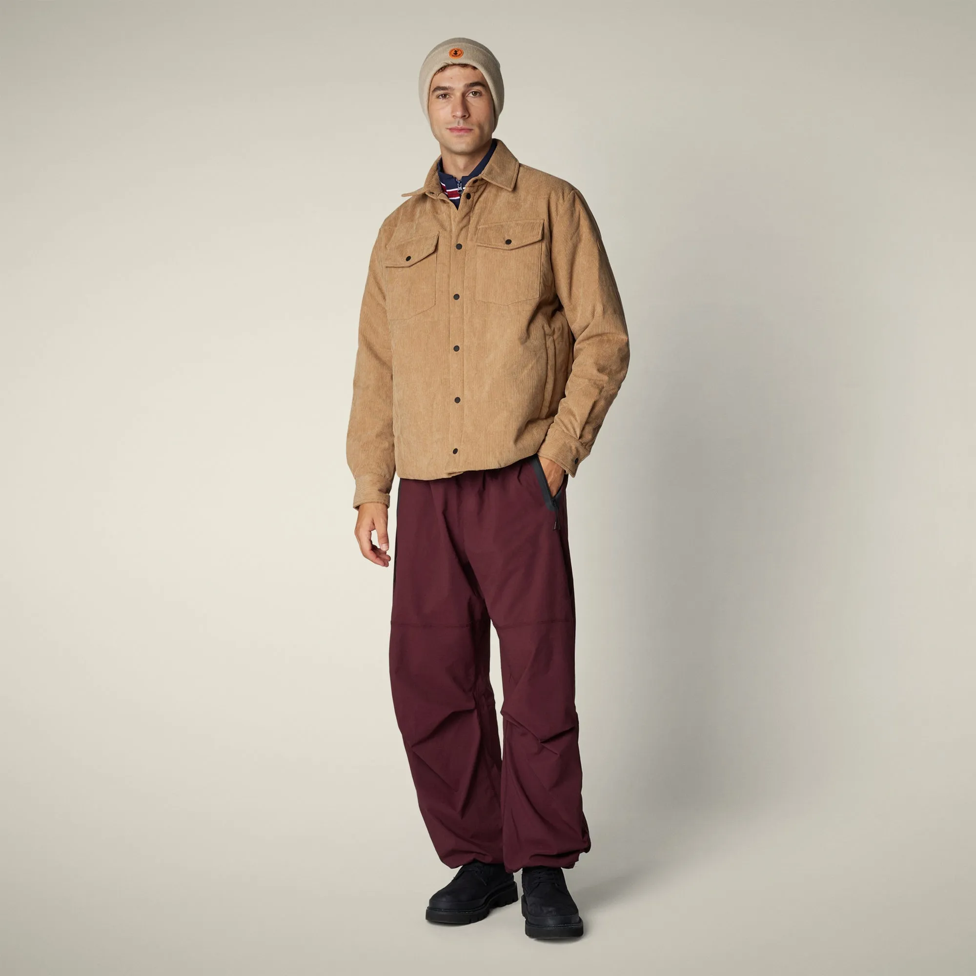 Men's animal free puffer jacket magnus in biscuit beige sold by Save The Duck