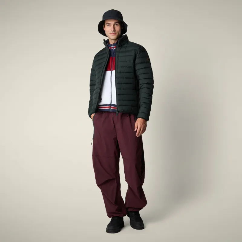 Men's animal free puffer Jacket Erion in Green Black sold by Save The Duck