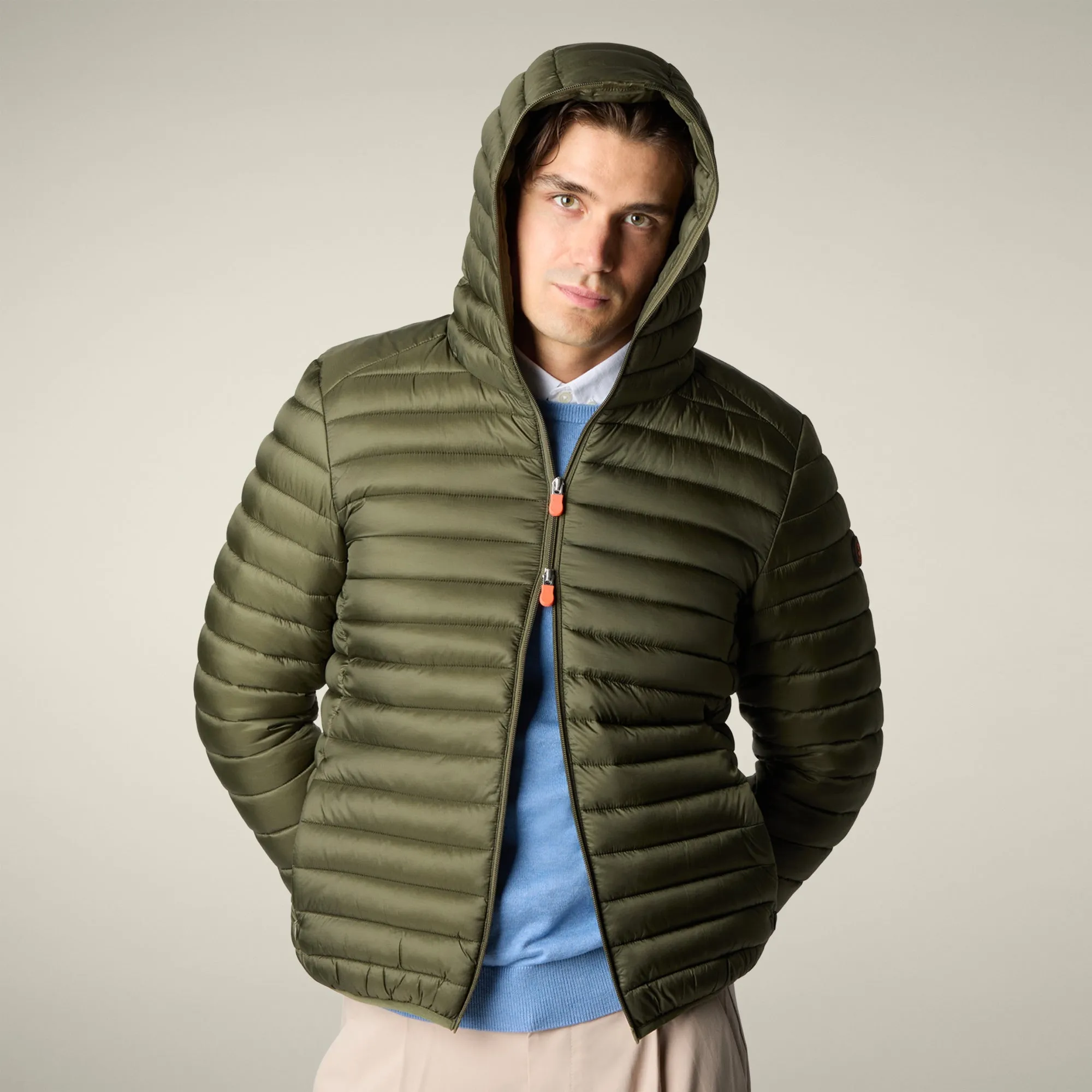 Men's Animal free puffer Jacket Devon in Dusty Olive sold by Save The Duck product image thumbnail 4