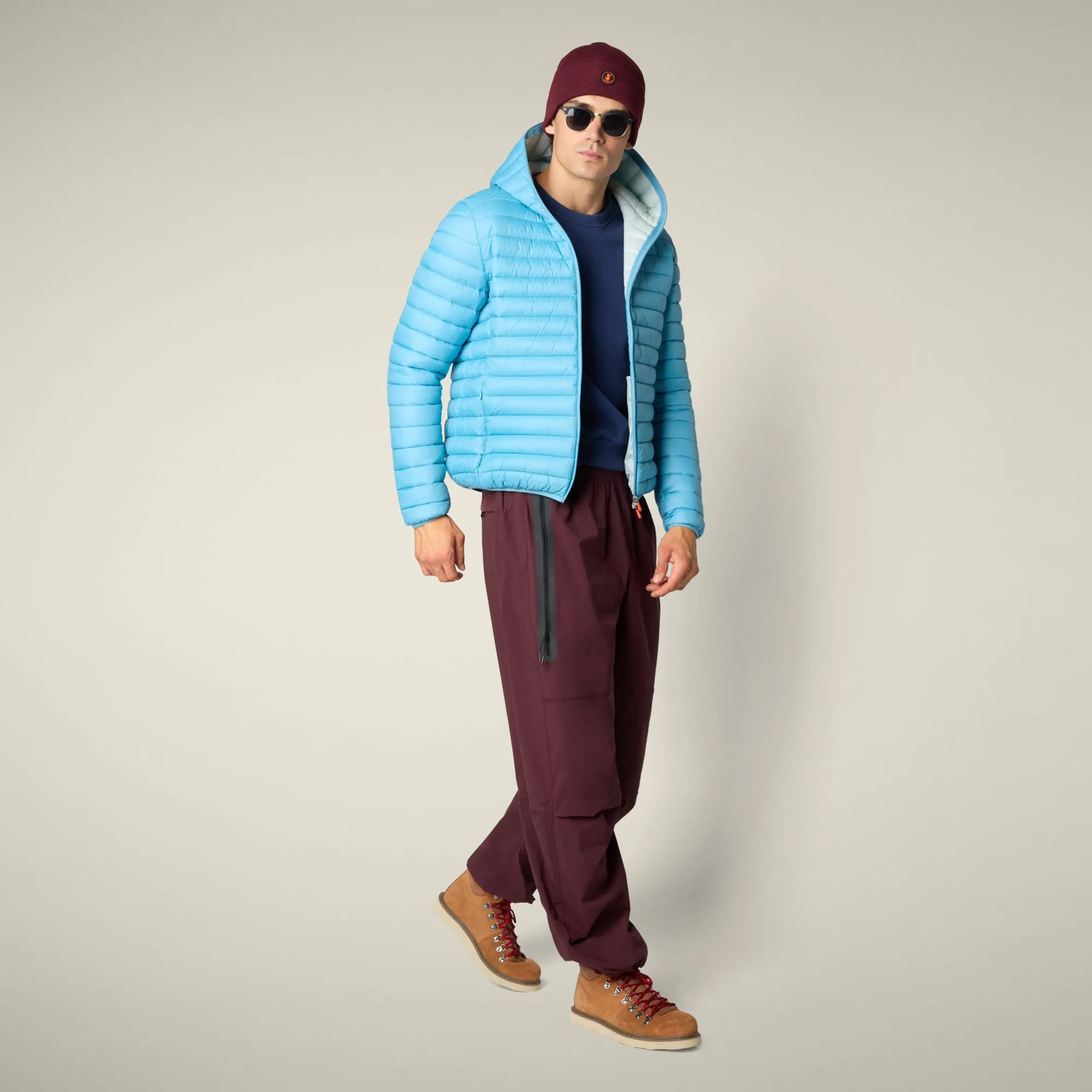 Men's Animal free puffer Jacket Donald in Bay Blue sold by Save The Duck