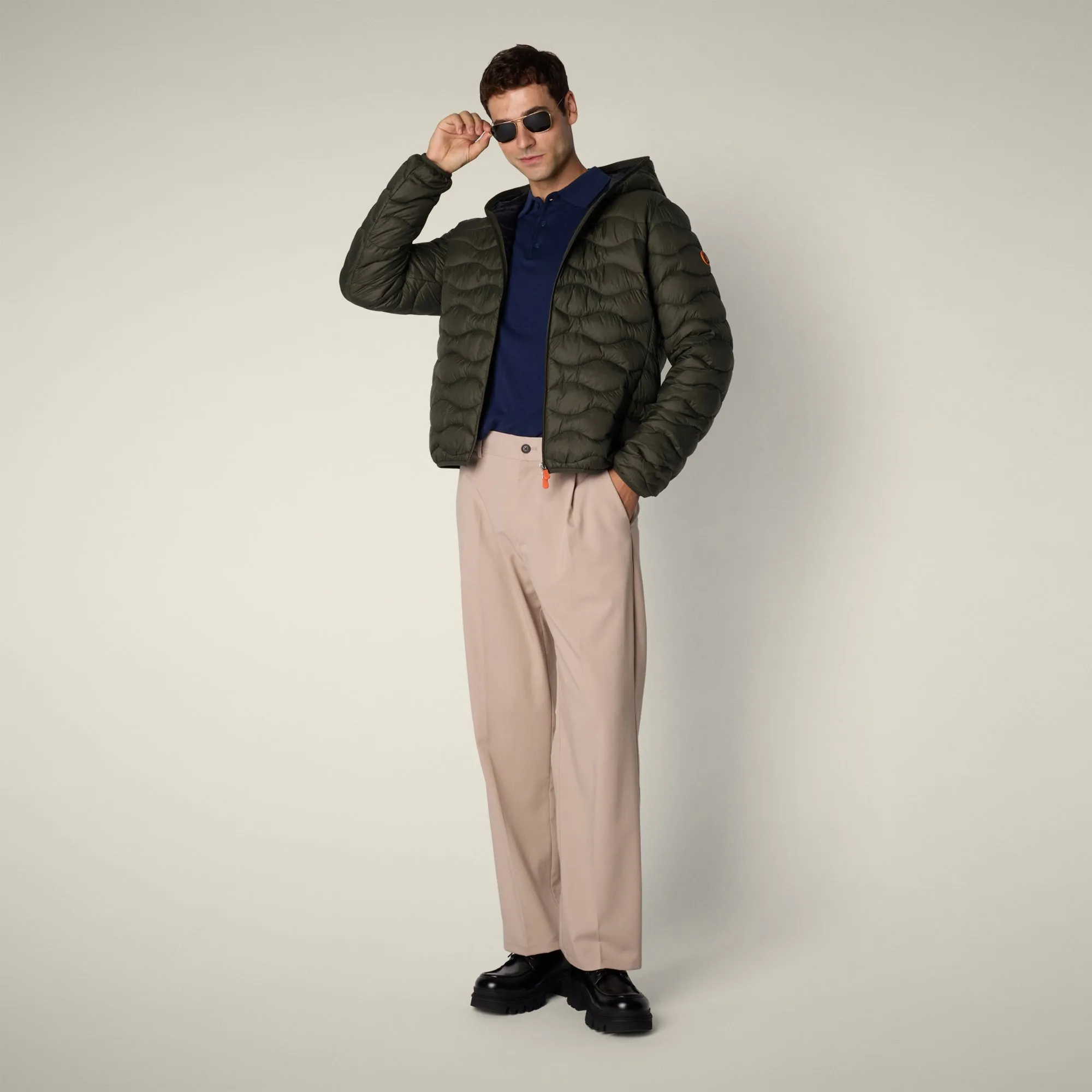 Men's animal free puffer jacket Reef in Land green sold by Save The Duck