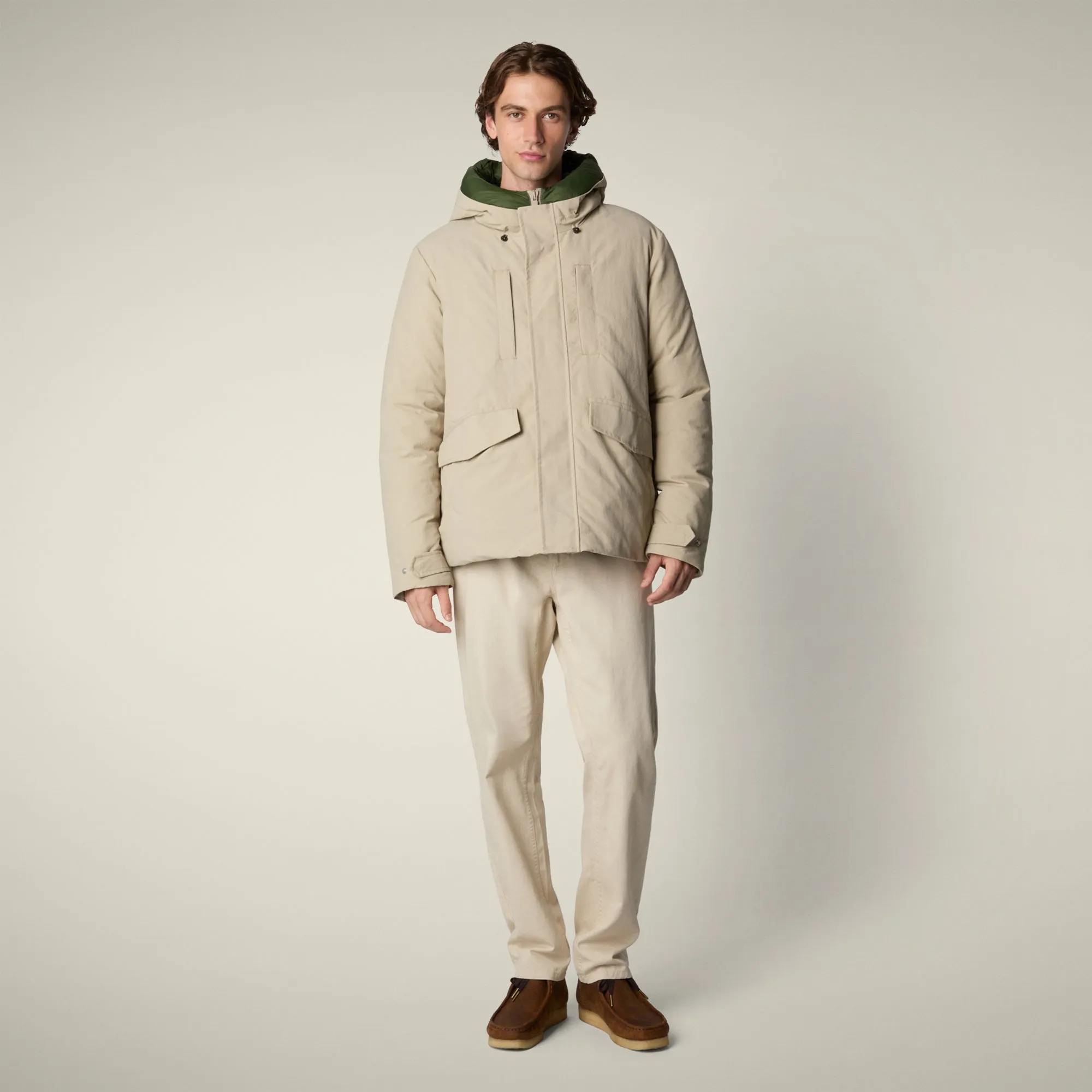 Men's Parka Enzo in Stone Beige and Pine Green sold by Save The Duck product image thumbnail 2