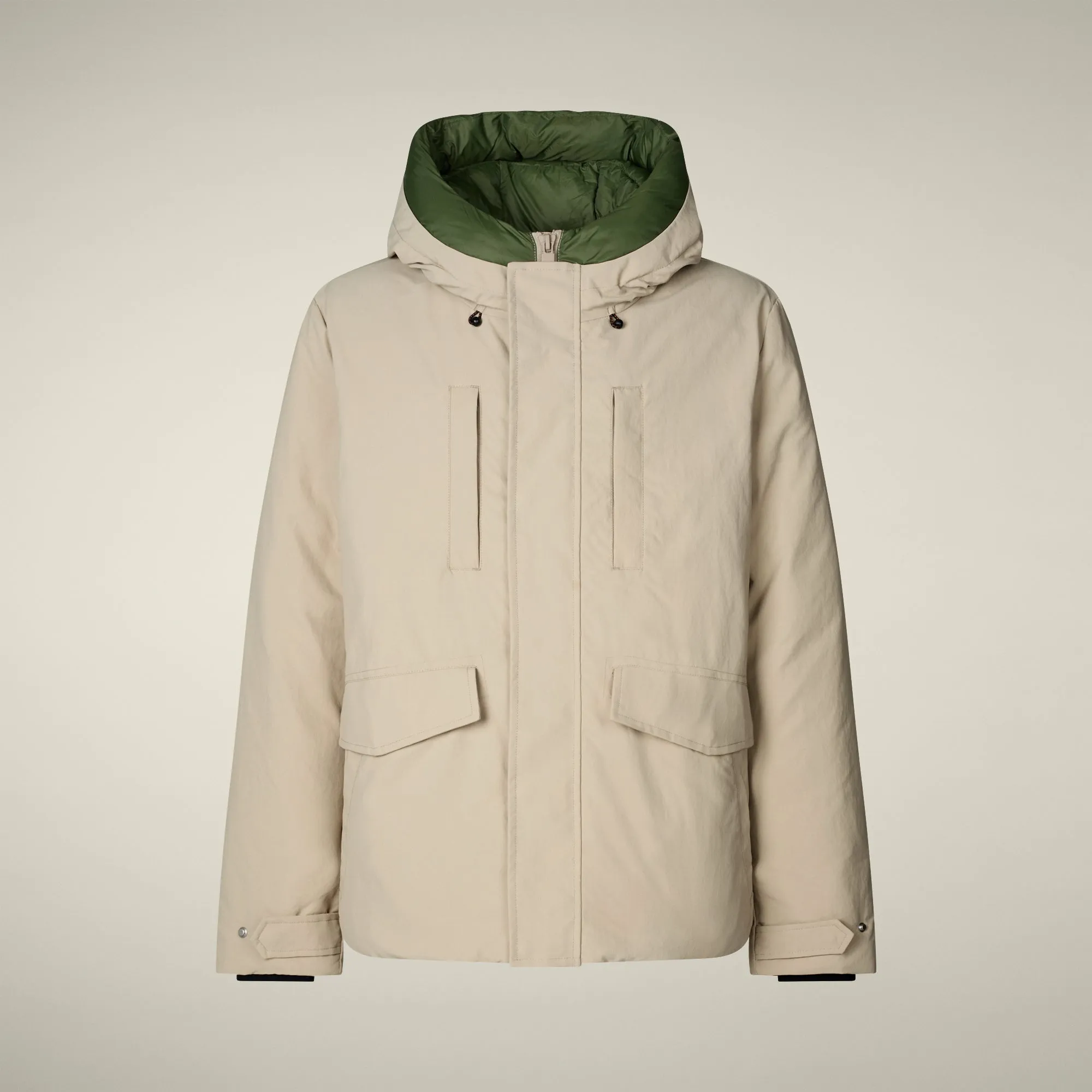 Men's Parka Enzo in Stone Beige and Pine Green sold by Save The Duck product image thumbnail 5