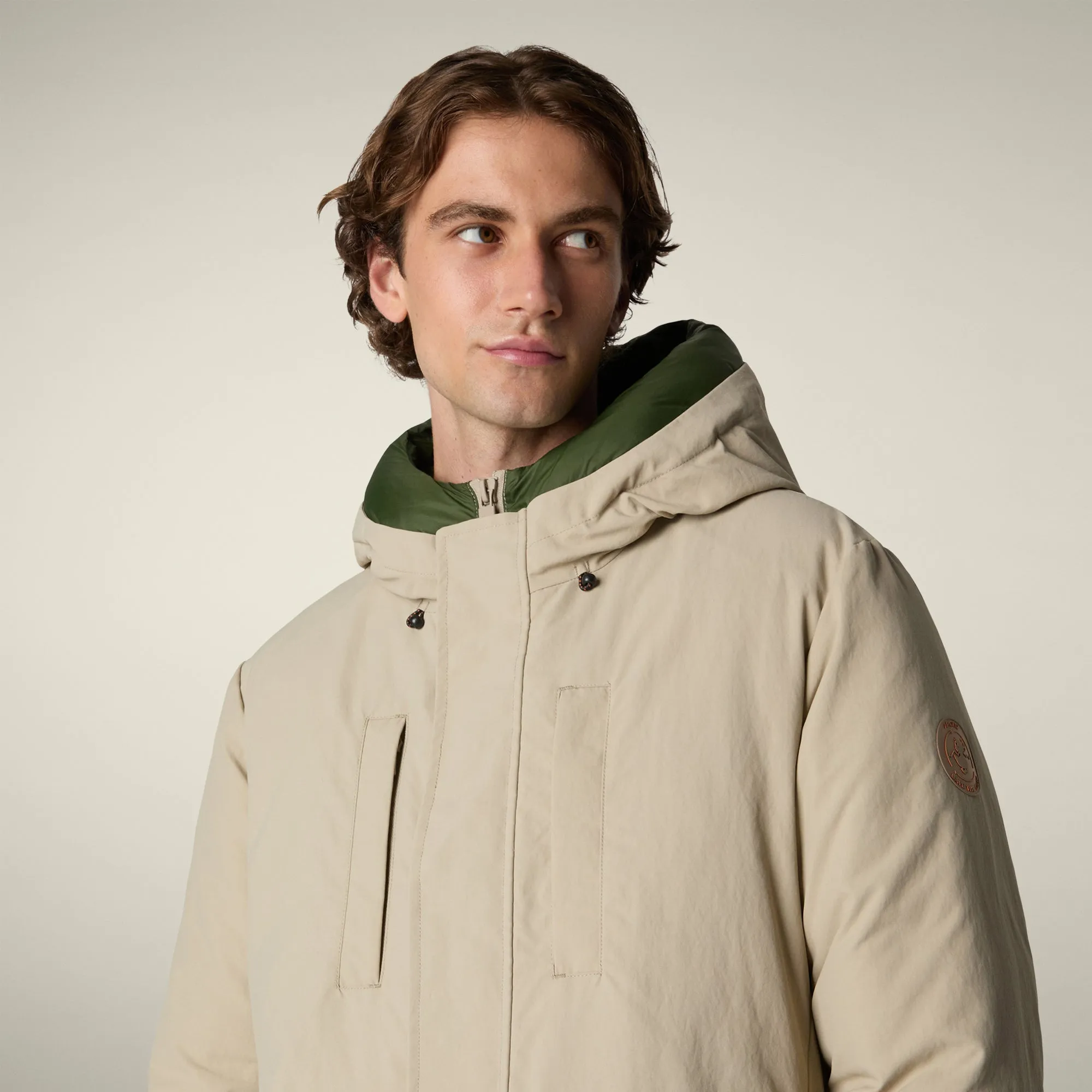 Men's Parka Enzo in Stone Beige and Pine Green sold by Save The Duck product image thumbnail 4