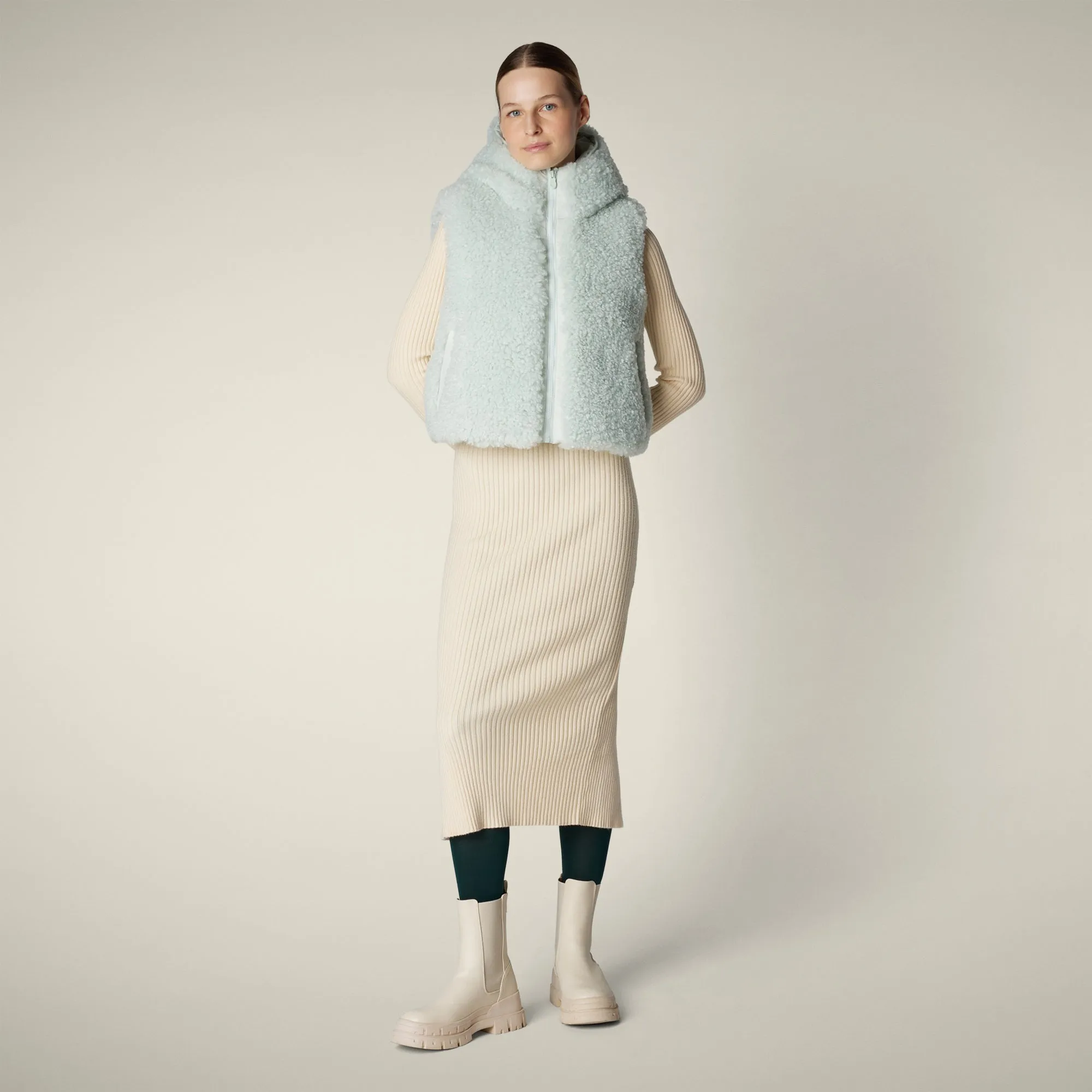 Women's faux fur Vest Ayla in Glacier Blue sold by Save The Duck product image thumbnail 2