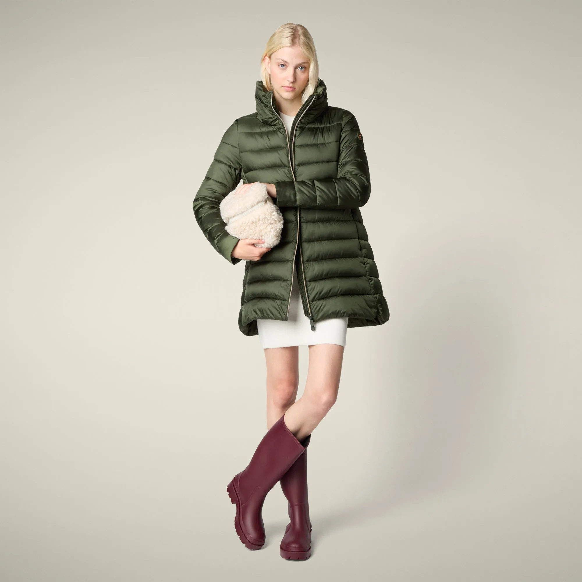 Women's Animal free puffer Jacket Lydia in Pine Green sold by Save The Duck