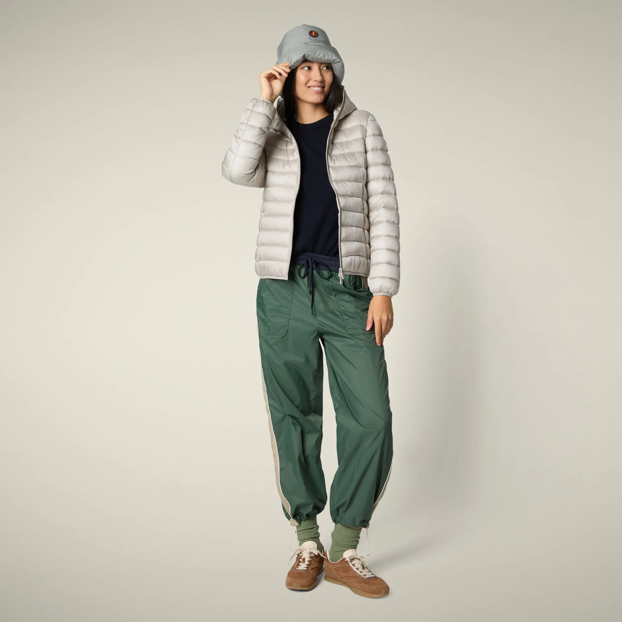 Women's Animal free puffer Jacket Alexis in Rainy Beige sold by Save The Duck