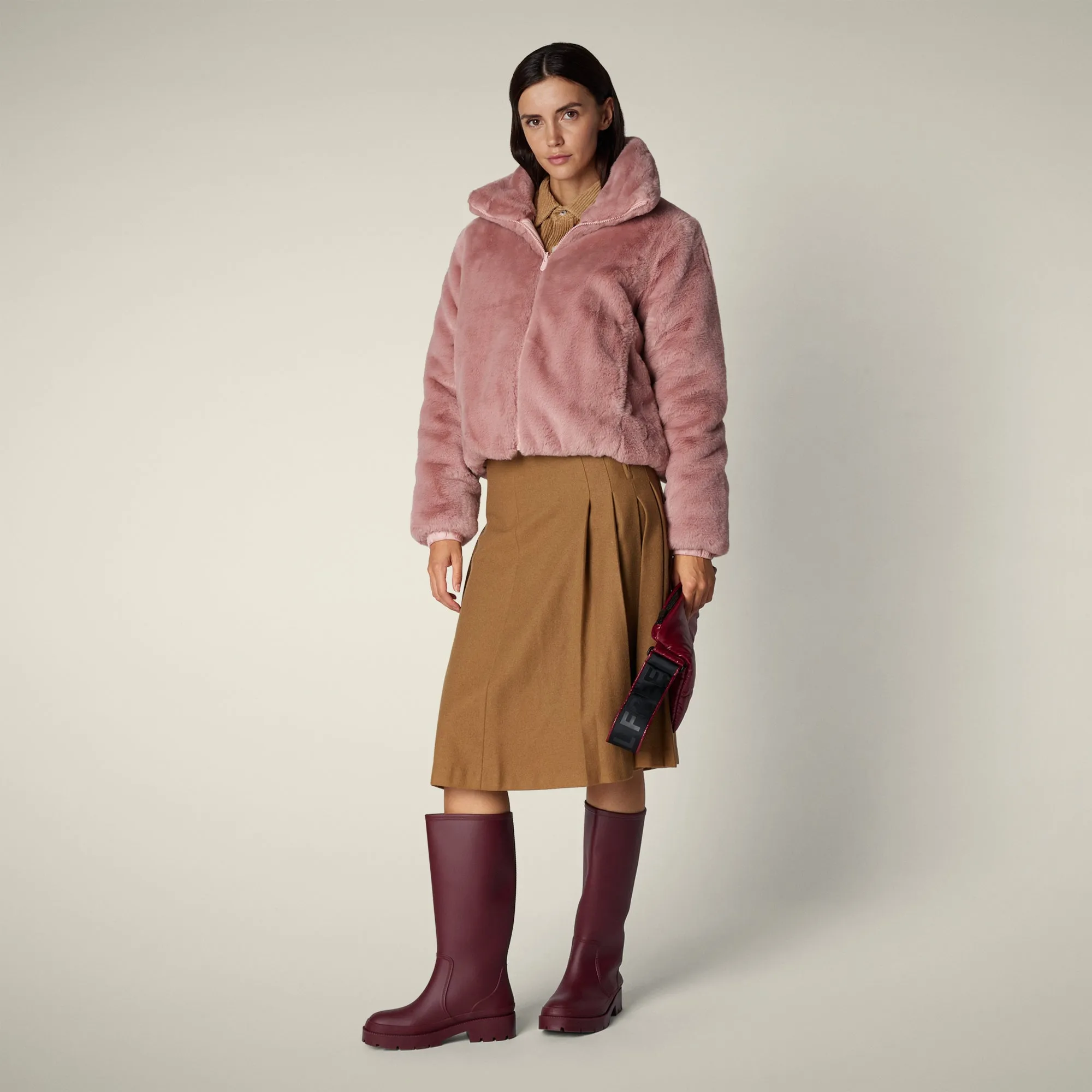 Women's Reversible Faux Fur Jacket Jeon in blush pink sold by Save The Duck