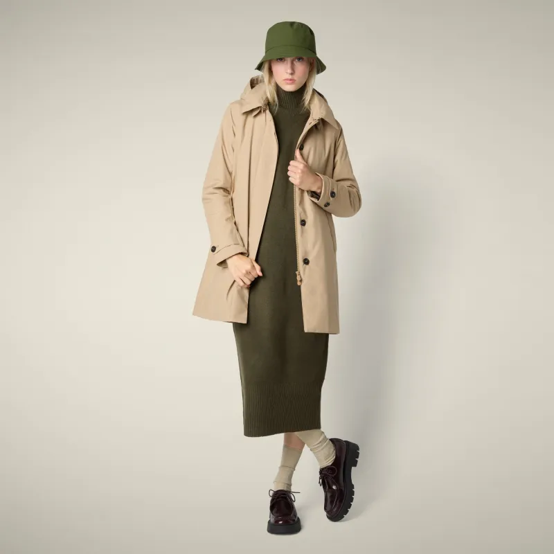 Women's Raincoat Embie in Stardust Beige sold by Save The Duck