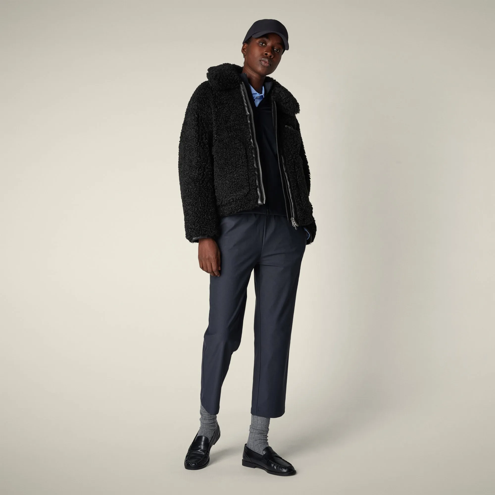 Women's faux fur Jacket Hester in black sold by Save The Duck