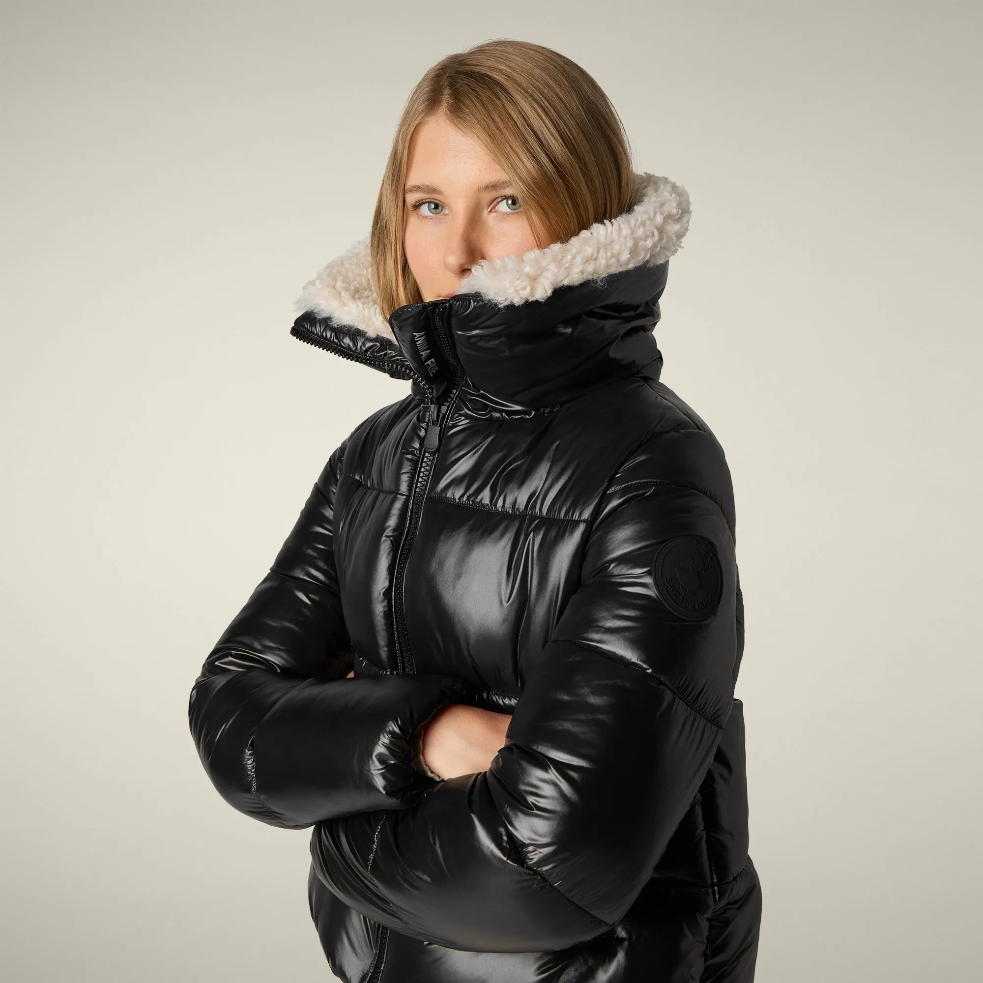 Women's Animal free puffer jacket Moma in black sold by Save The Duck product image thumbnail 4