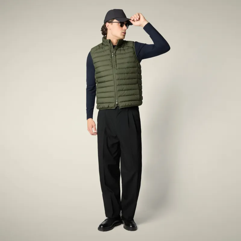 Men's Puffer vest Rhus in dusty olive sold by Save The Duck